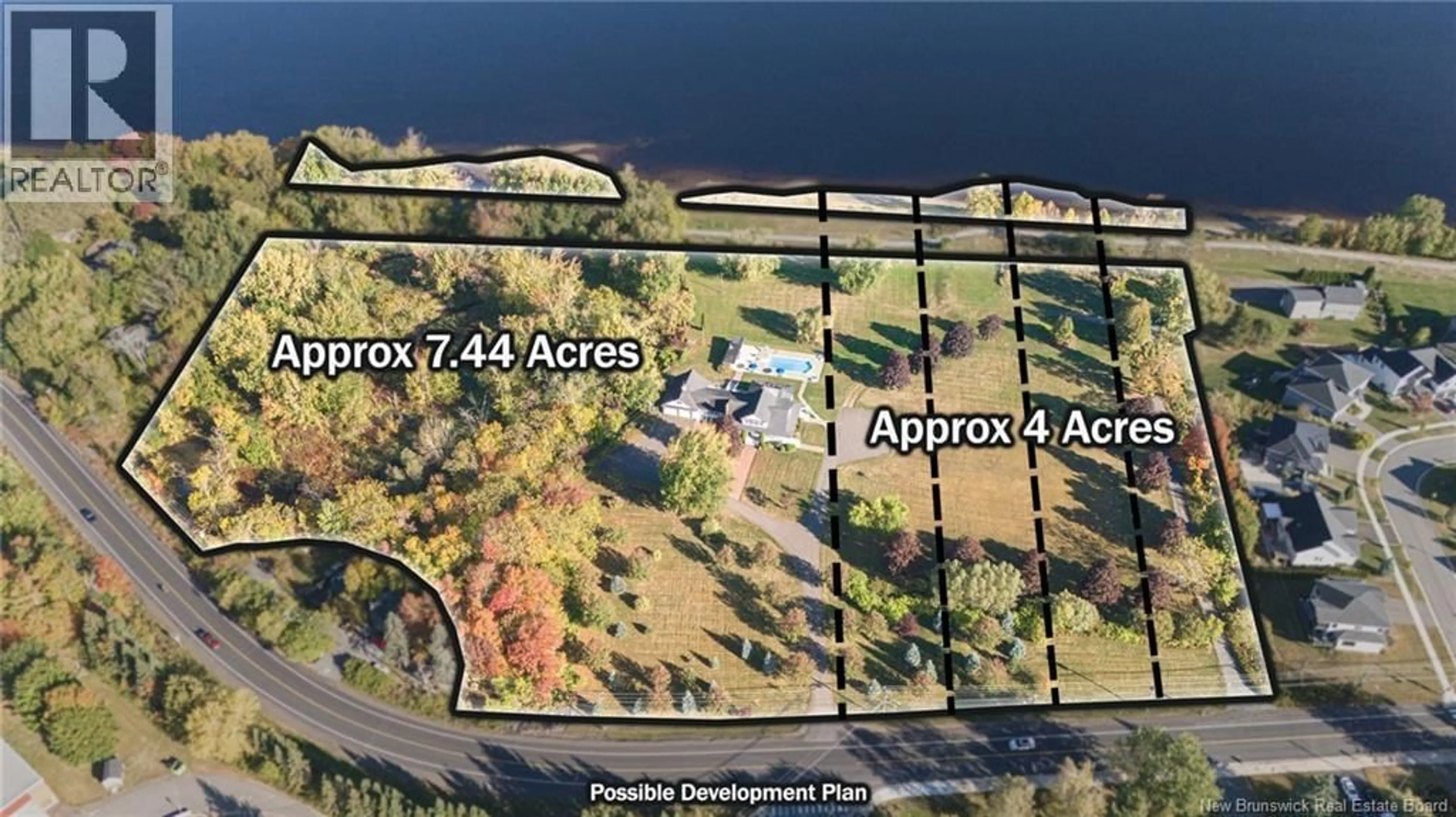 A pic from outside/outdoor area/front of a property/back of a property/a pic from drone, water/lake/river/ocean view for 1337 WOODSTOCK ROAD, Fredericton New Brunswick E3B7R9