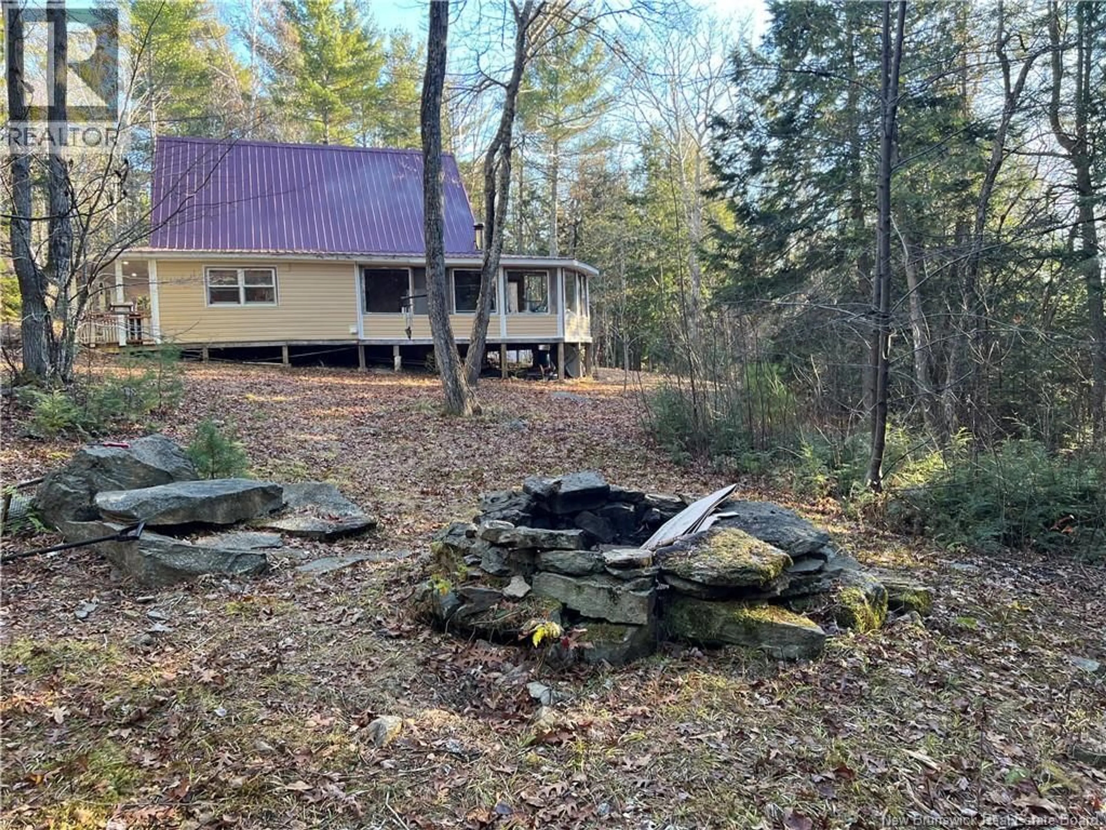 A pic from outside/outdoor area/front of a property/back of a property/a pic from drone, forest/trees view for 4 PAMELA LANE, Wickham New Brunswick E5T0B6