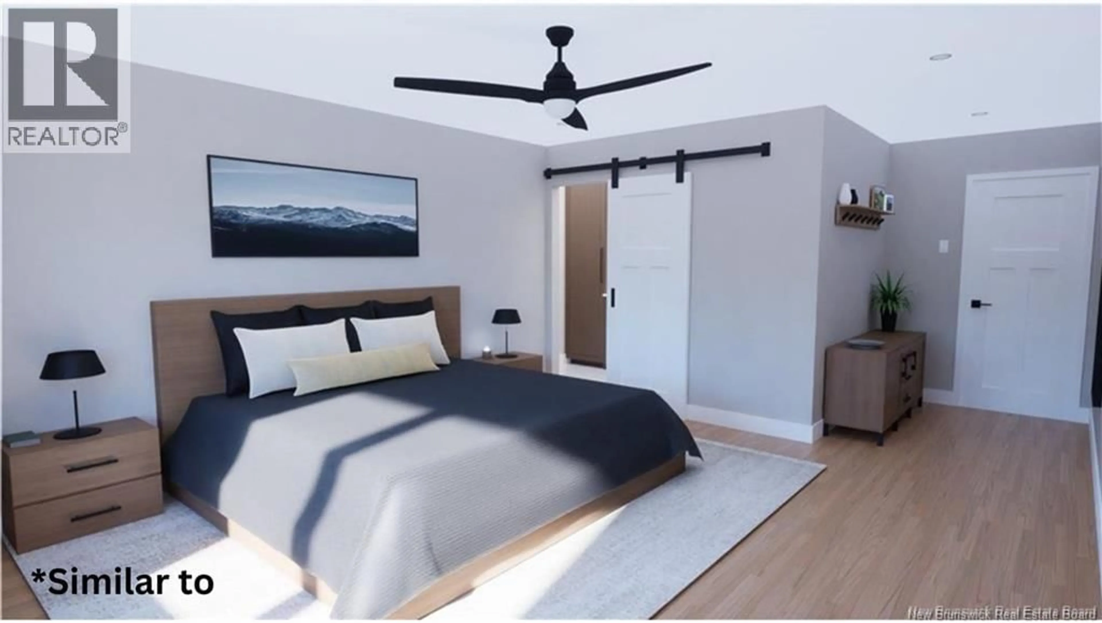 Bedroom with bed, wood/laminate floor for 37 DOWNSVIEW DRIVE, Saint John New Brunswick E2M7X4