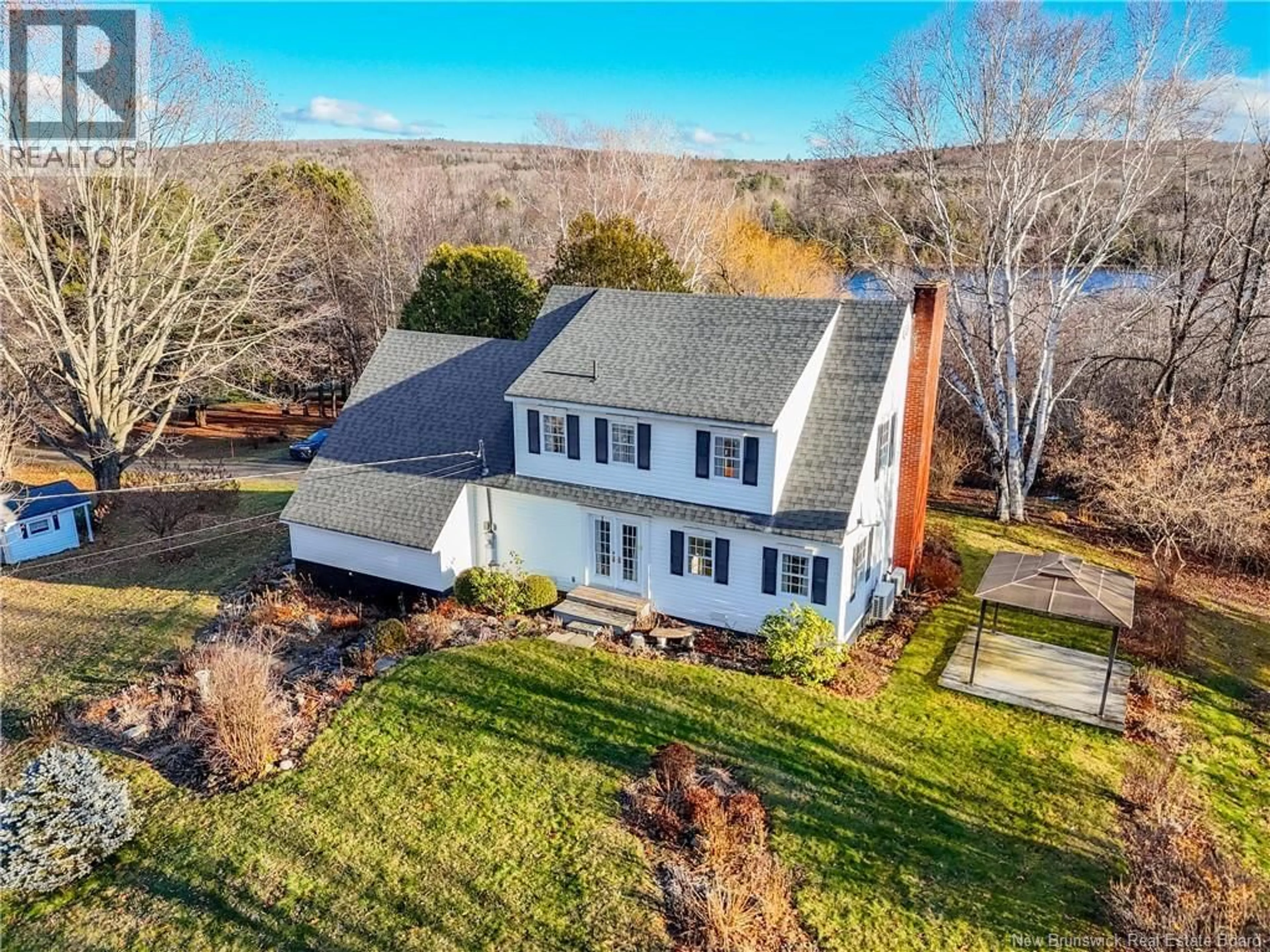 A pic from outside/outdoor area/front of a property/back of a property/a pic from drone, water/lake/river/ocean view for 7 OLD BRIDGE ROAD, Nackawic New Brunswick E6G1H9