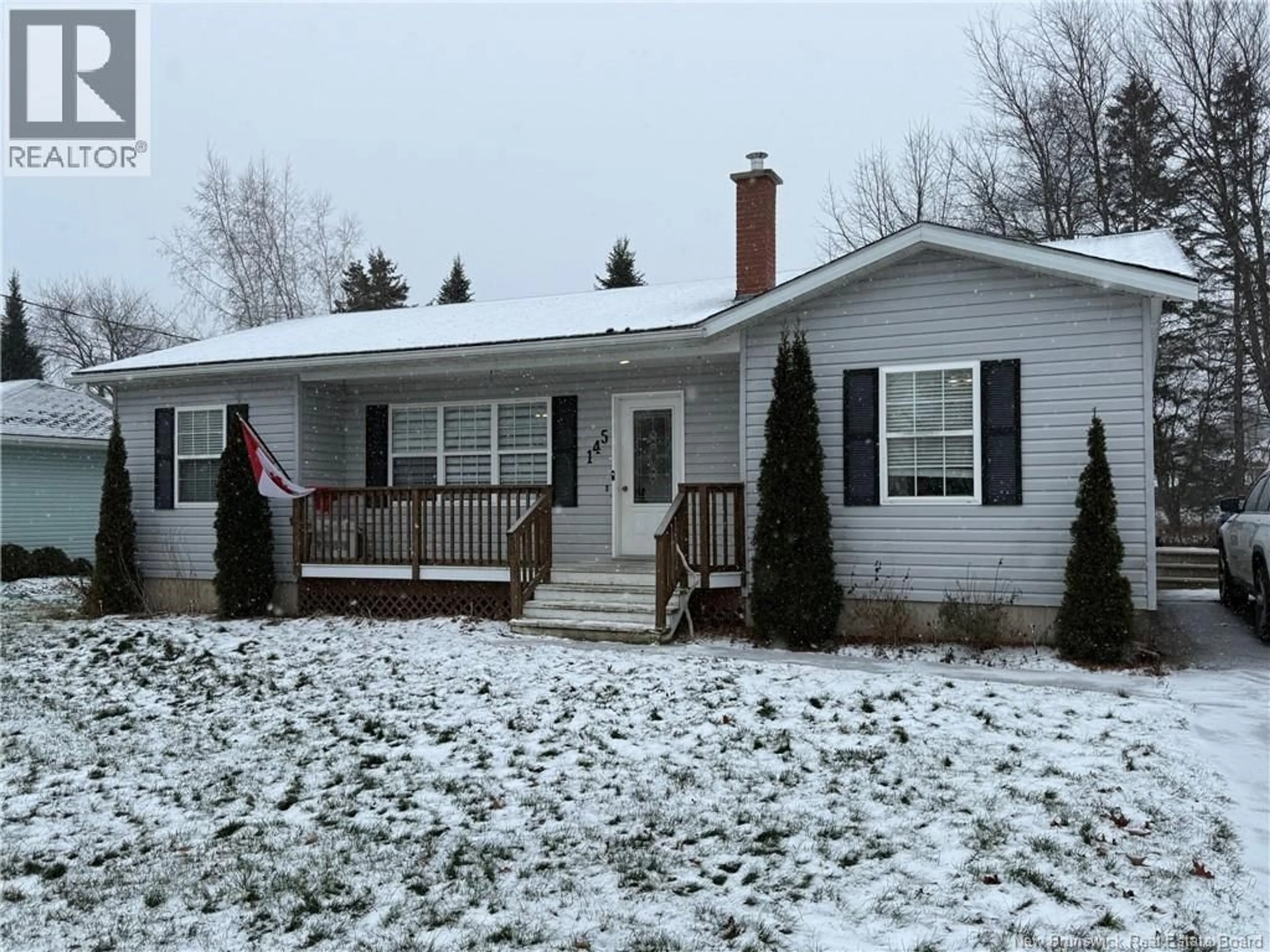 Home with vinyl exterior material, street for 145 EASTWOOD DRIVE, Woodstock New Brunswick E7M1P7
