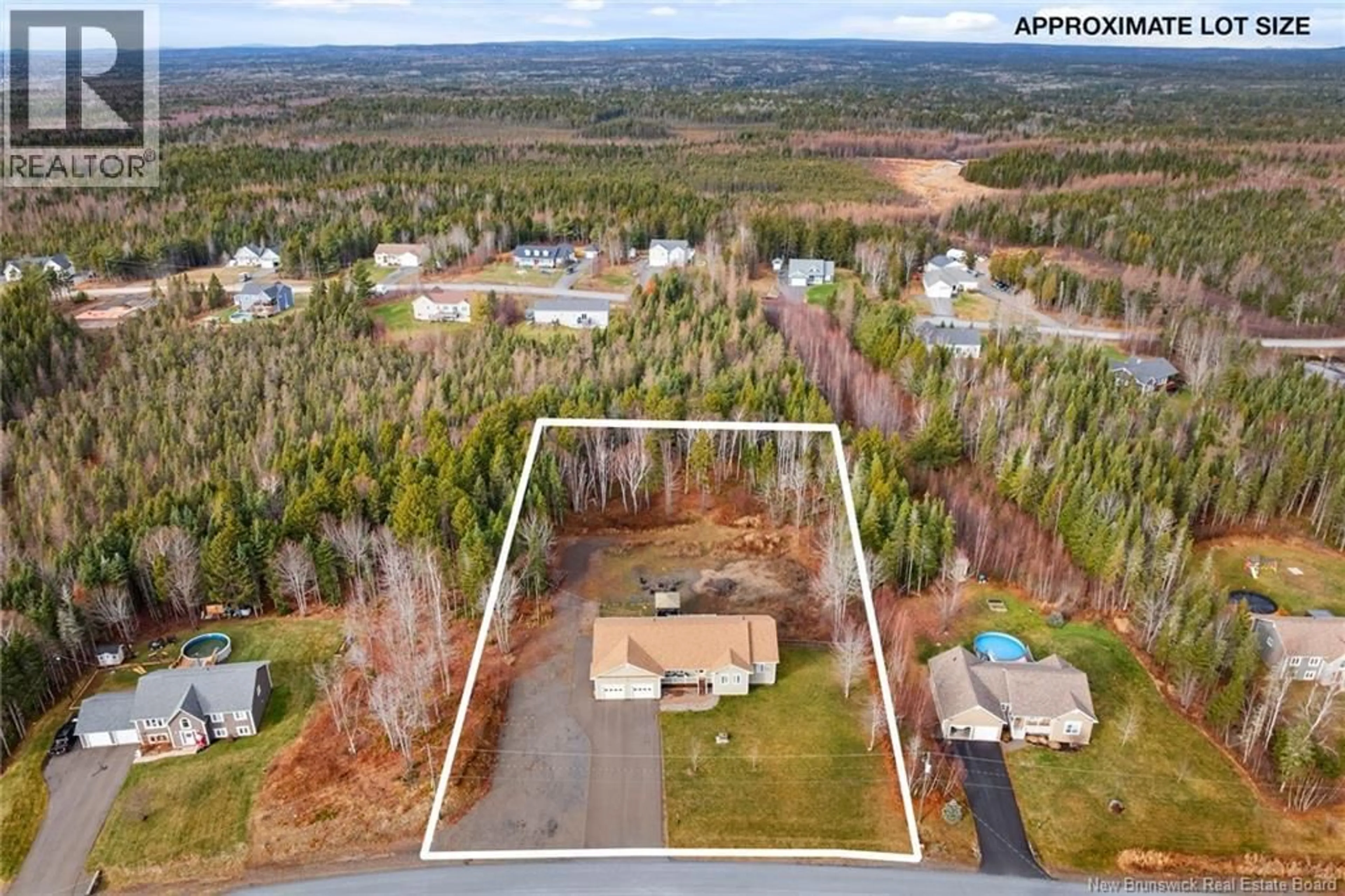 A pic from outside/outdoor area/front of a property/back of a property/a pic from drone, forest/trees view for 26 DECLARATION DRIVE, Killarney Road New Brunswick E3G0B4