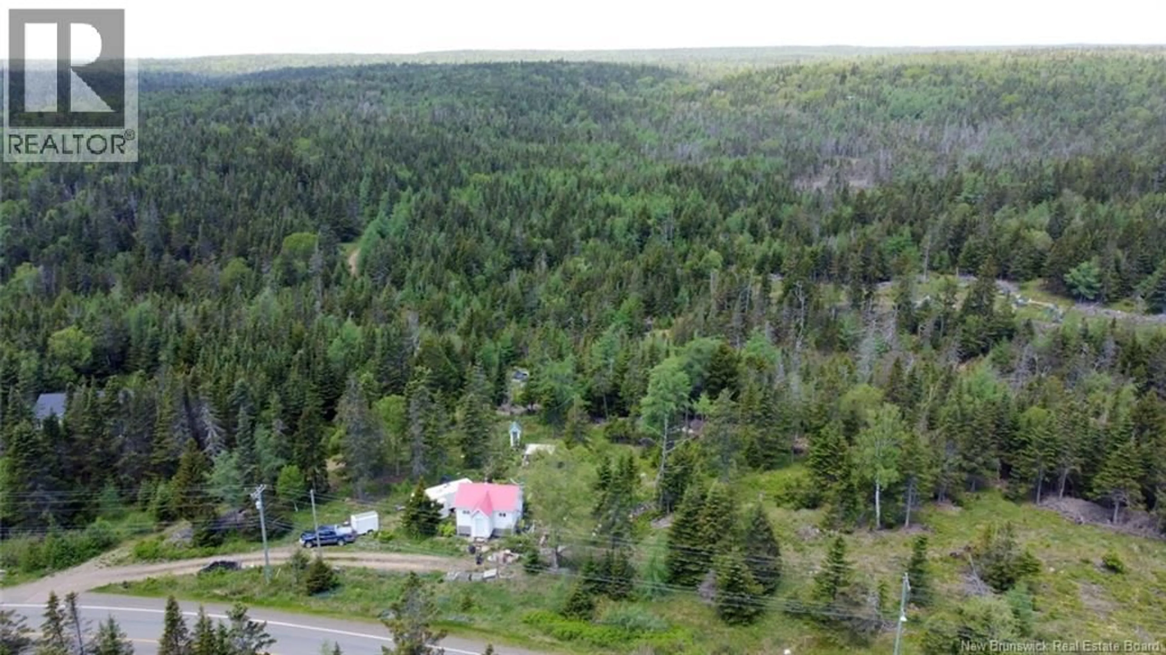 A pic from outside/outdoor area/front of a property/back of a property/a pic from drone, forest/trees view for 1788 ROUTE 776, Grand Manan New Brunswick E5G2H8