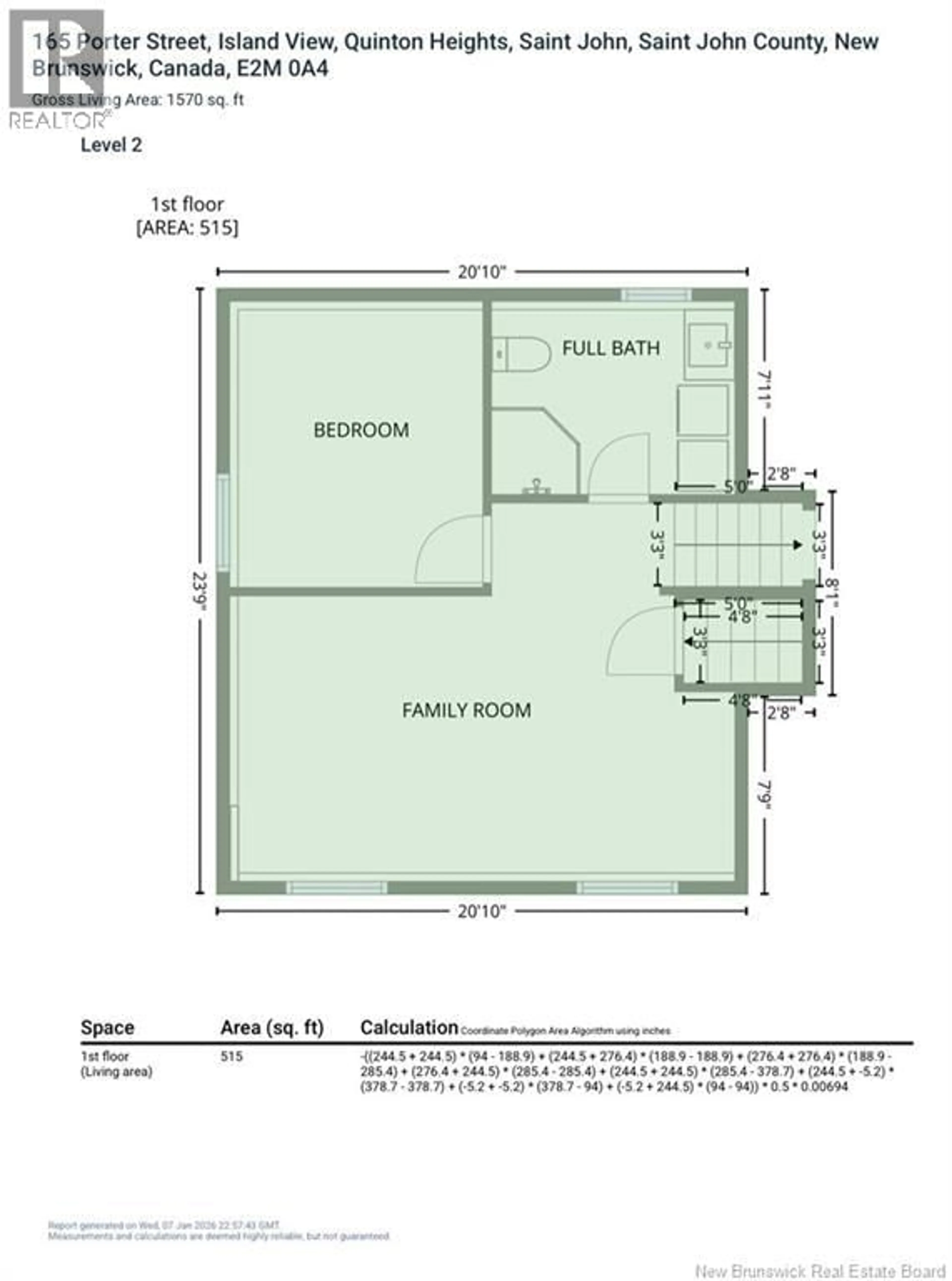 Floor plan for 165 PORTER STREET, Saint John New Brunswick E2M0A4