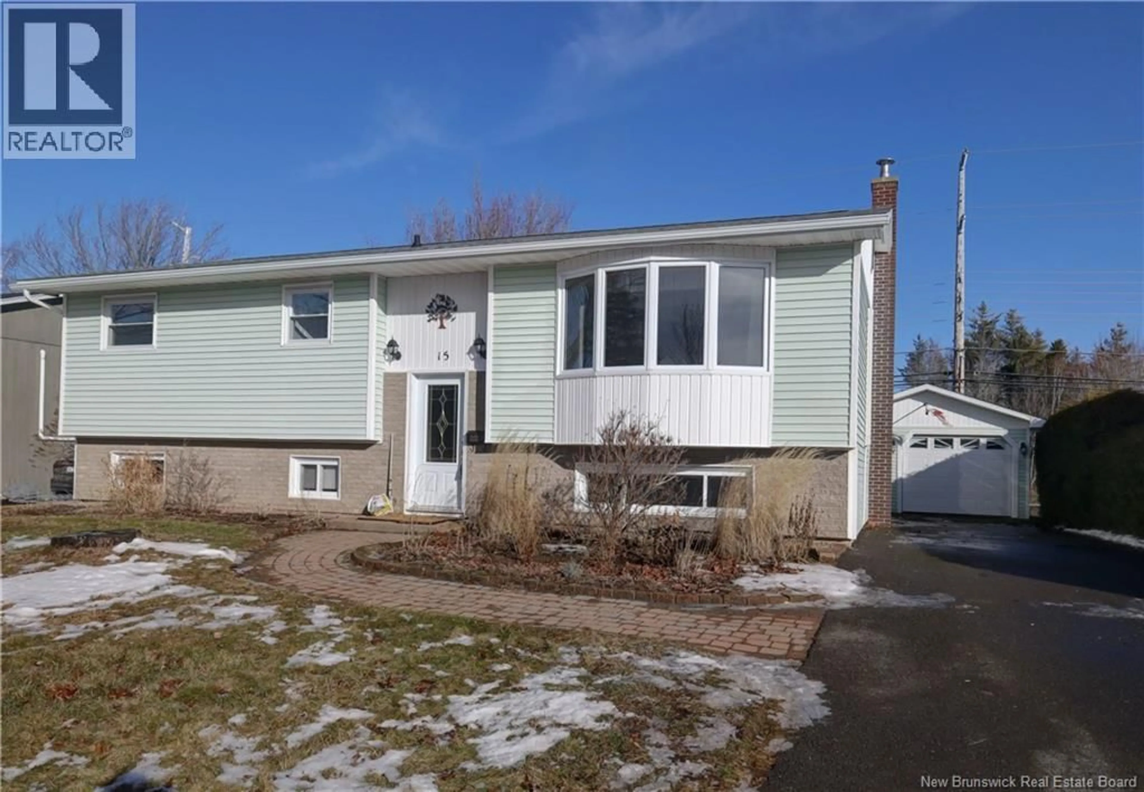 Home with vinyl exterior material, street for 15 SHEPHARD DRIVE, Oromocto New Brunswick E2V2M2