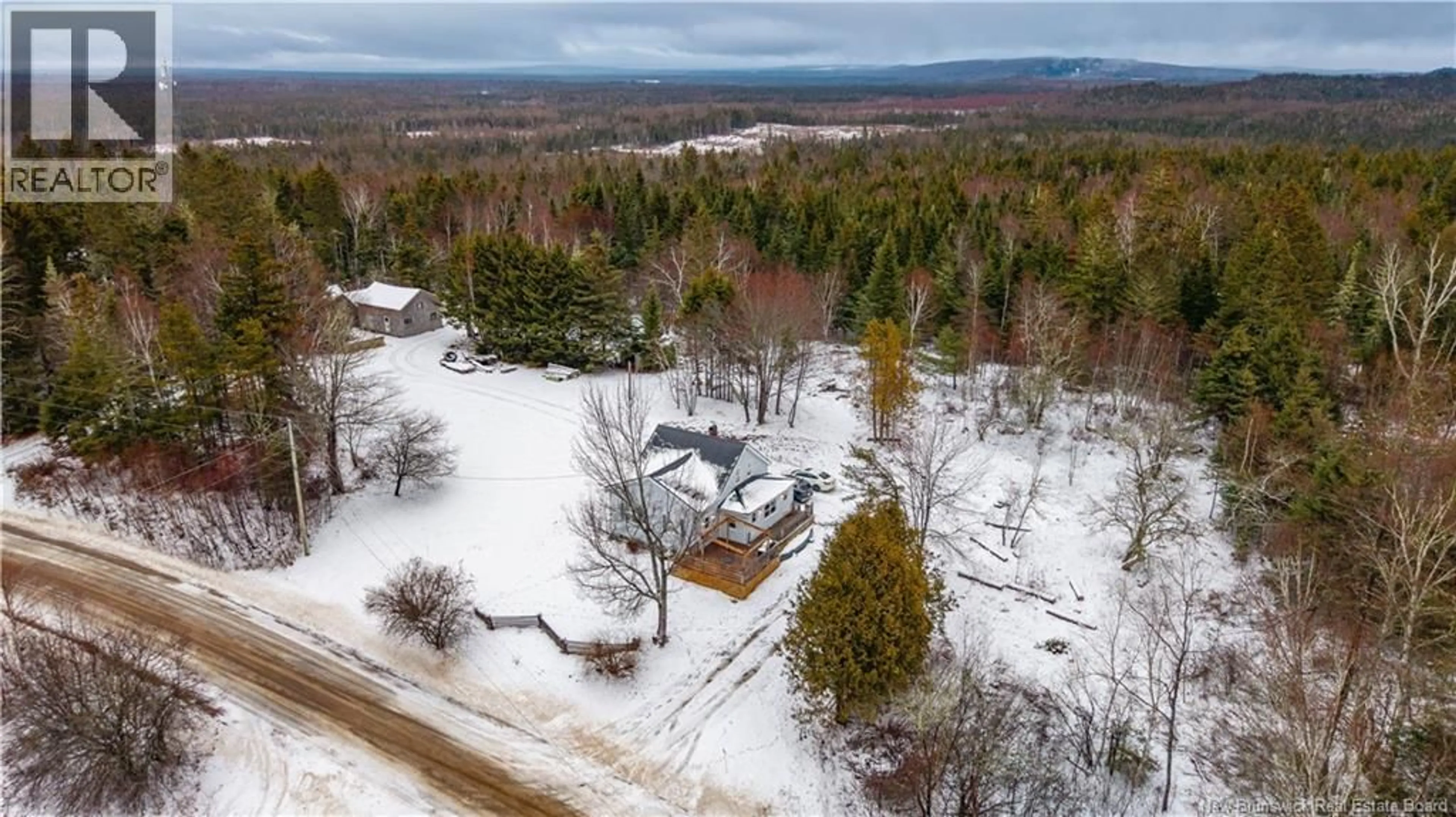 A pic from outside/outdoor area/front of a property/back of a property/a pic from drone, forest/trees view for 952 CANAL ROAD, Second Falls New Brunswick E5C1J3