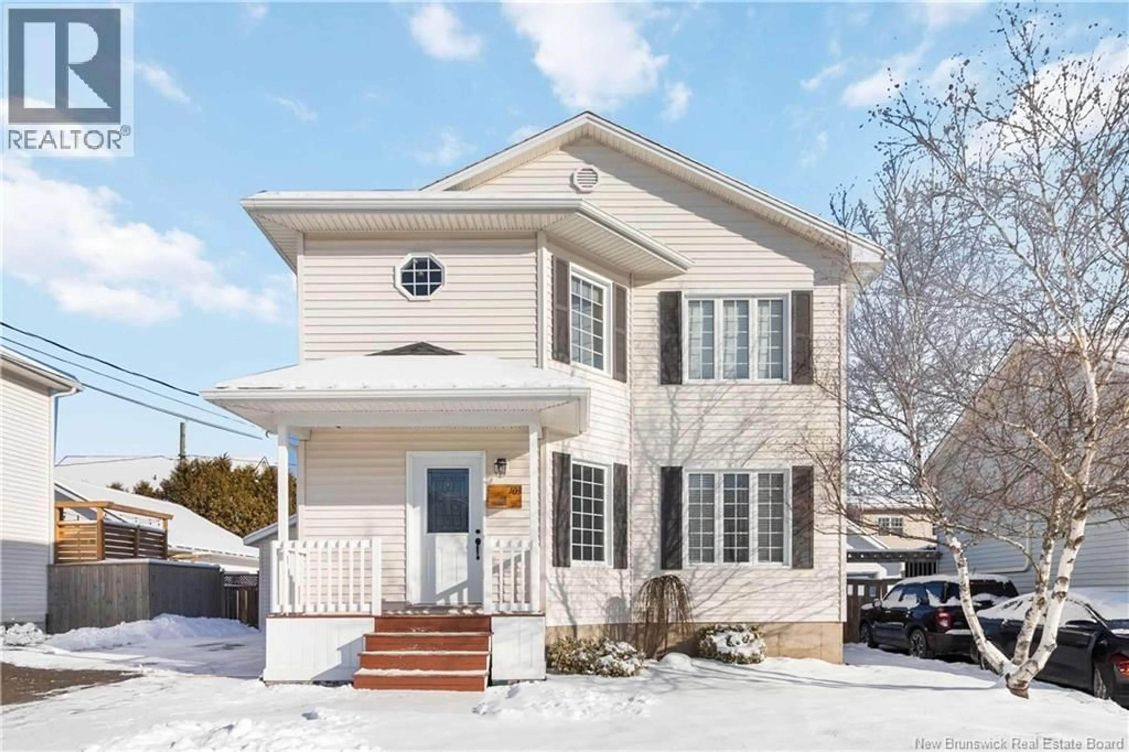 Home with vinyl exterior material, street for 103 RENNICK ROAD, Moncton New Brunswick E1G4X2