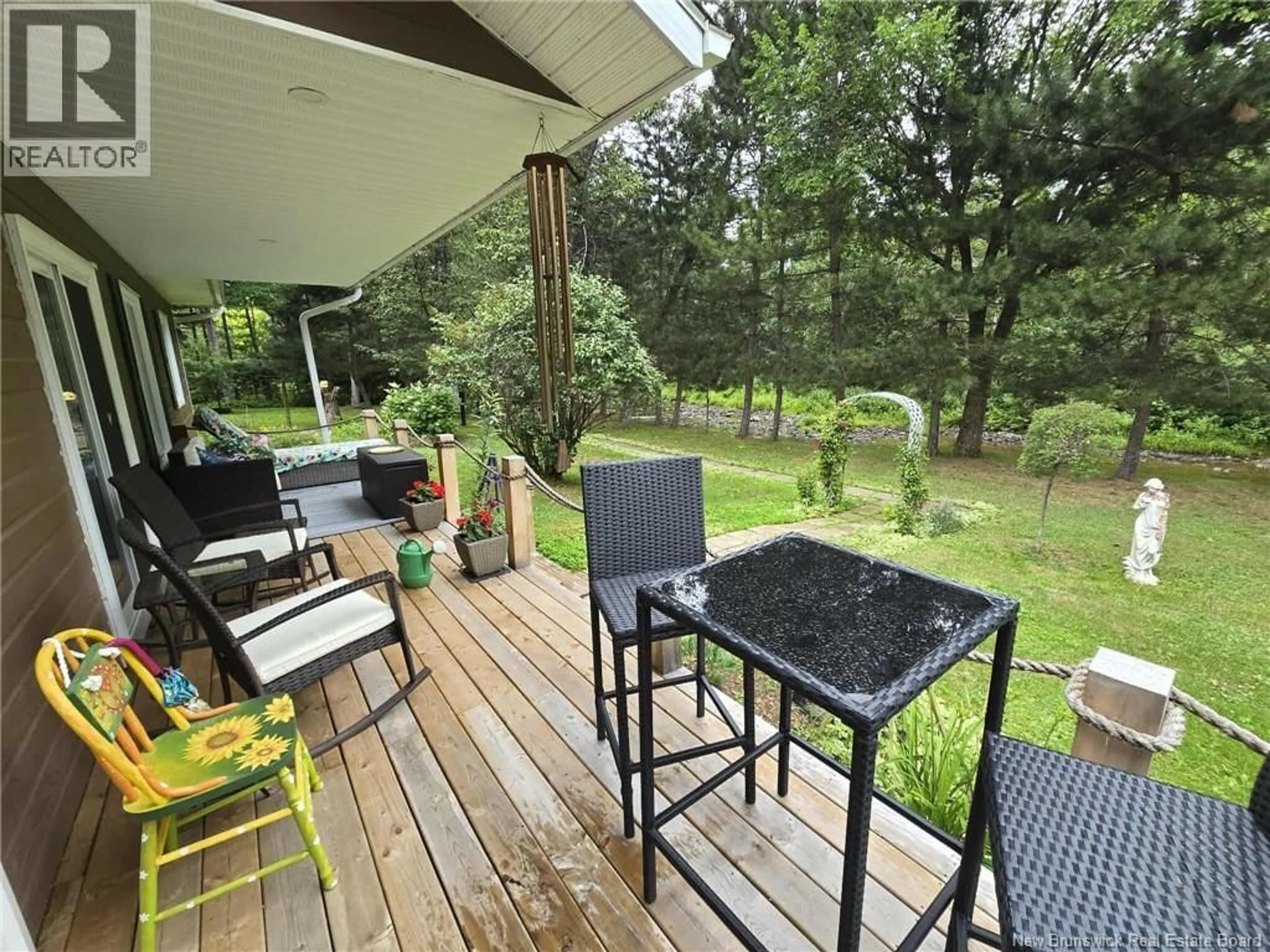 Patio, forest/trees view for 398 LINDA STREET, Beresford New Brunswick E8K2C9