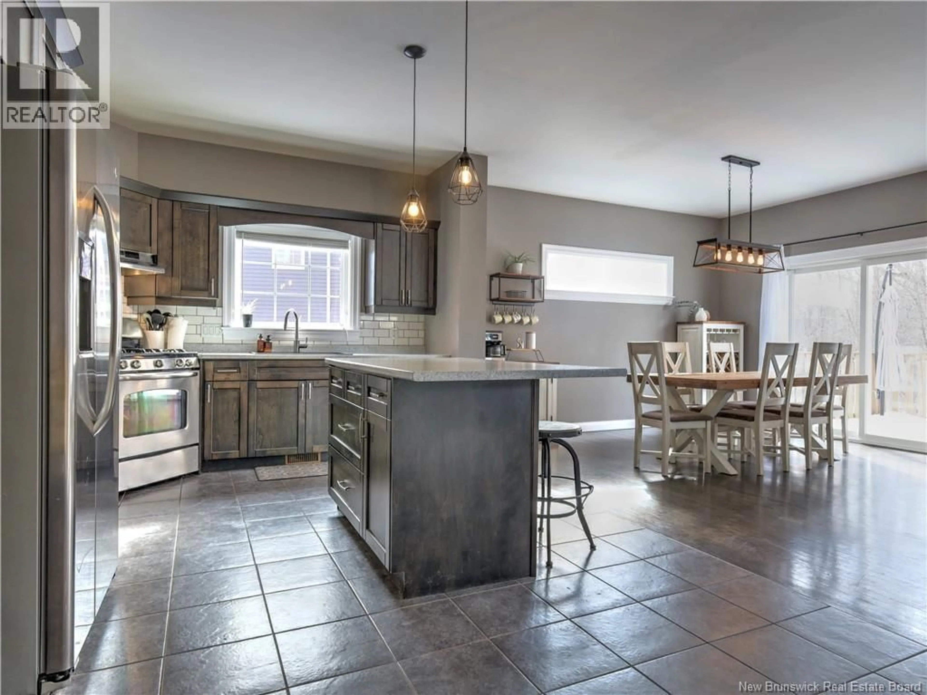 Open concept kitchen, ceramic/tile floor for 14 JOHNSON AVENUE, Oromocto New Brunswick E2V0H6