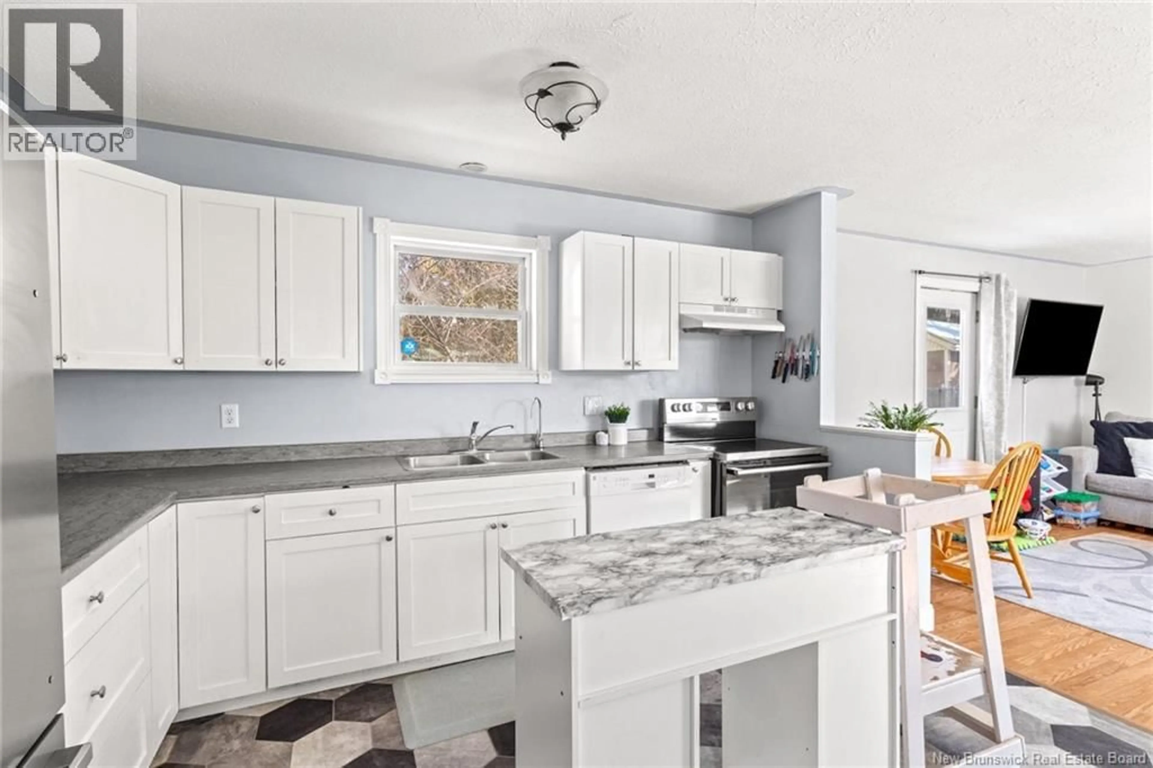 Open concept kitchen, ceramic/tile floor for 106 STAIRS STREET, Fredericton New Brunswick E3G5V6