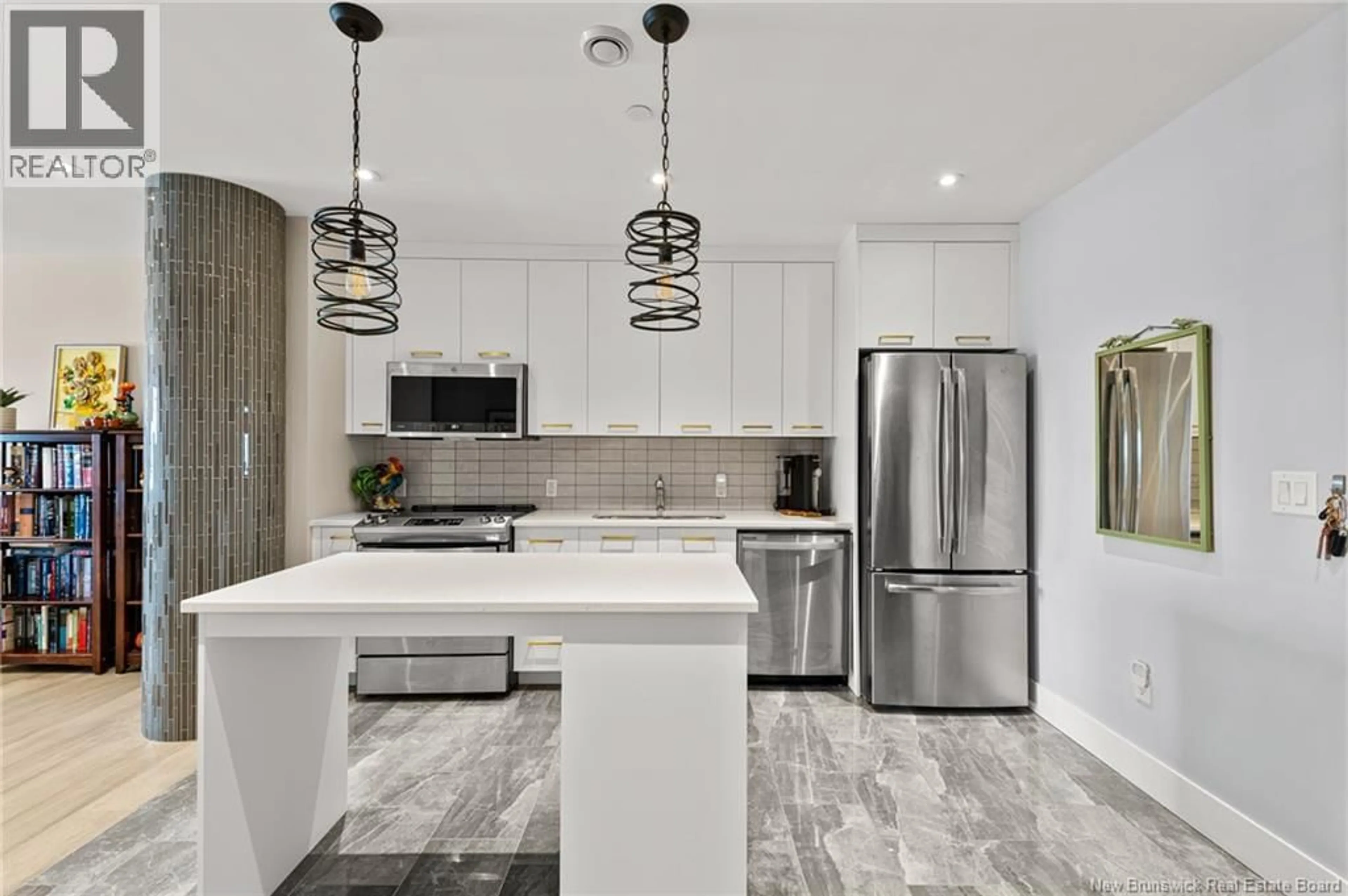 Contemporary kitchen, ceramic/tile floor for 702 - 55 QUEEN STREET, Moncton New Brunswick E1C1K2