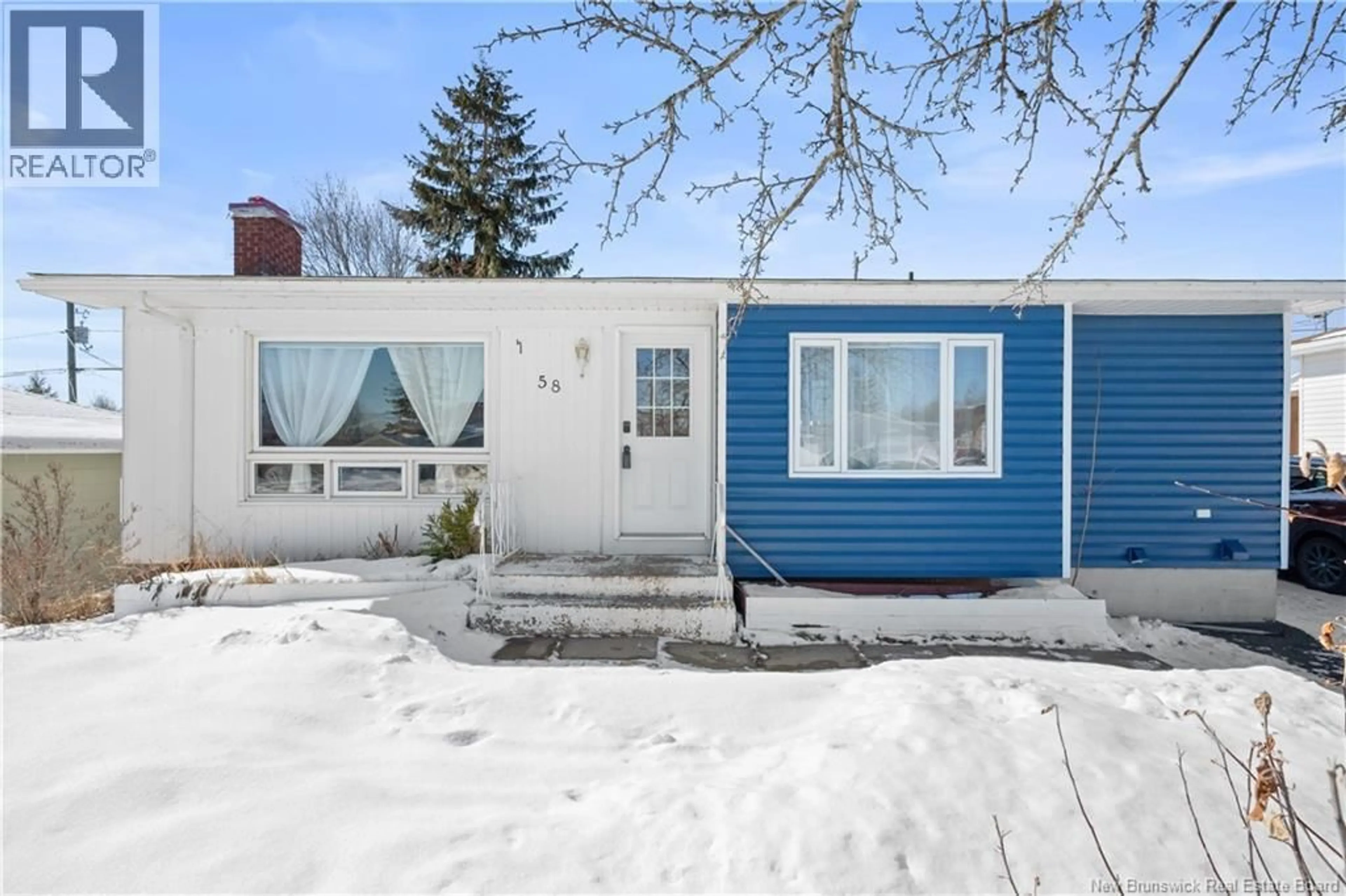 Home with vinyl exterior material, street for 58 BELL STREET, Moncton New Brunswick E1E2H6