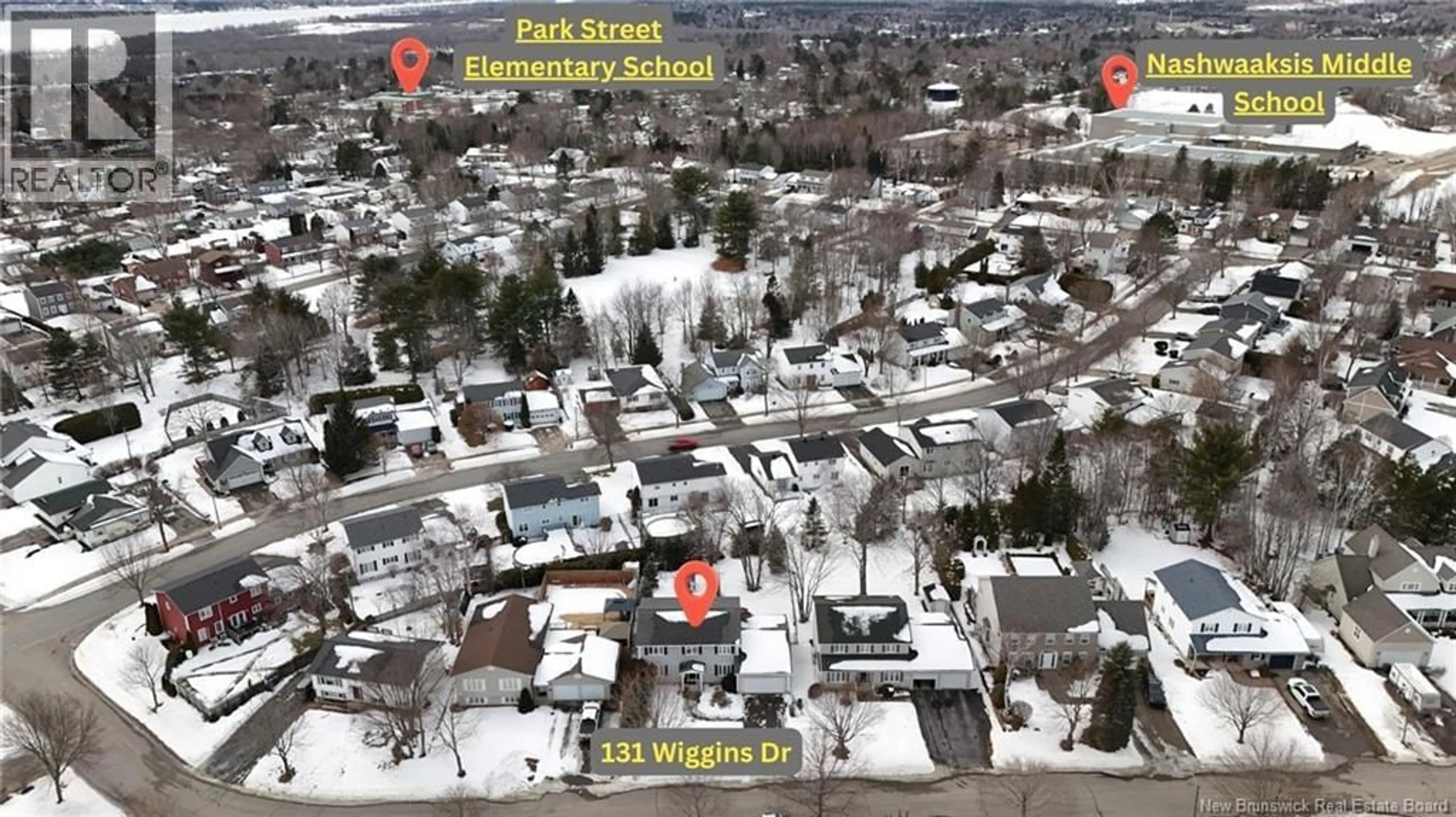 A pic from outside/outdoor area/front of a property/back of a property/a pic from drone, street for 131 WIGGINS DRIVE, Fredericton New Brunswick E3A5N7