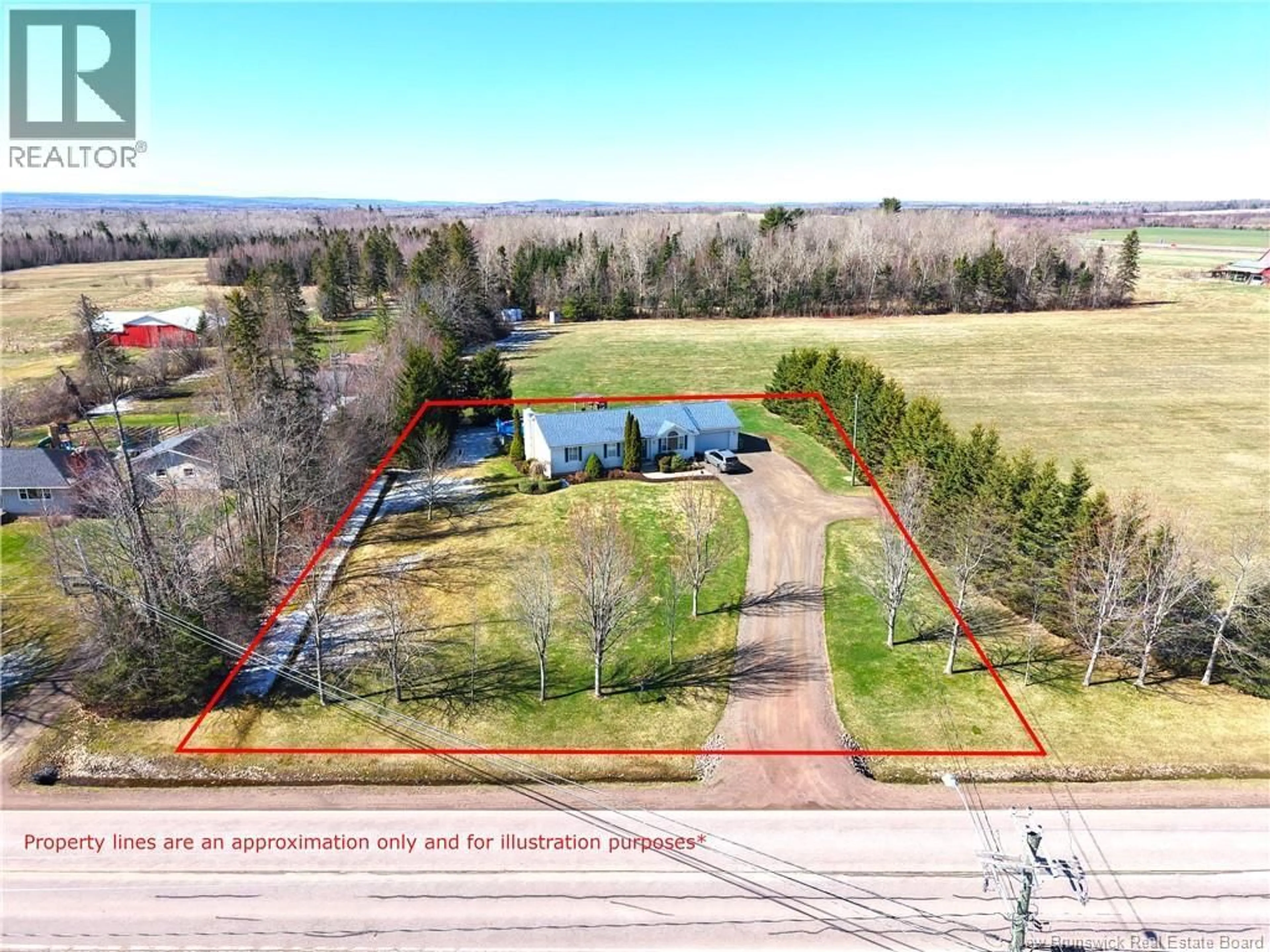 A pic from outside/outdoor area/front of a property/back of a property/a pic from drone, water/lake/river/ocean view for 2922 FREDERICTON ROAD, Salisbury New Brunswick E4J2G1