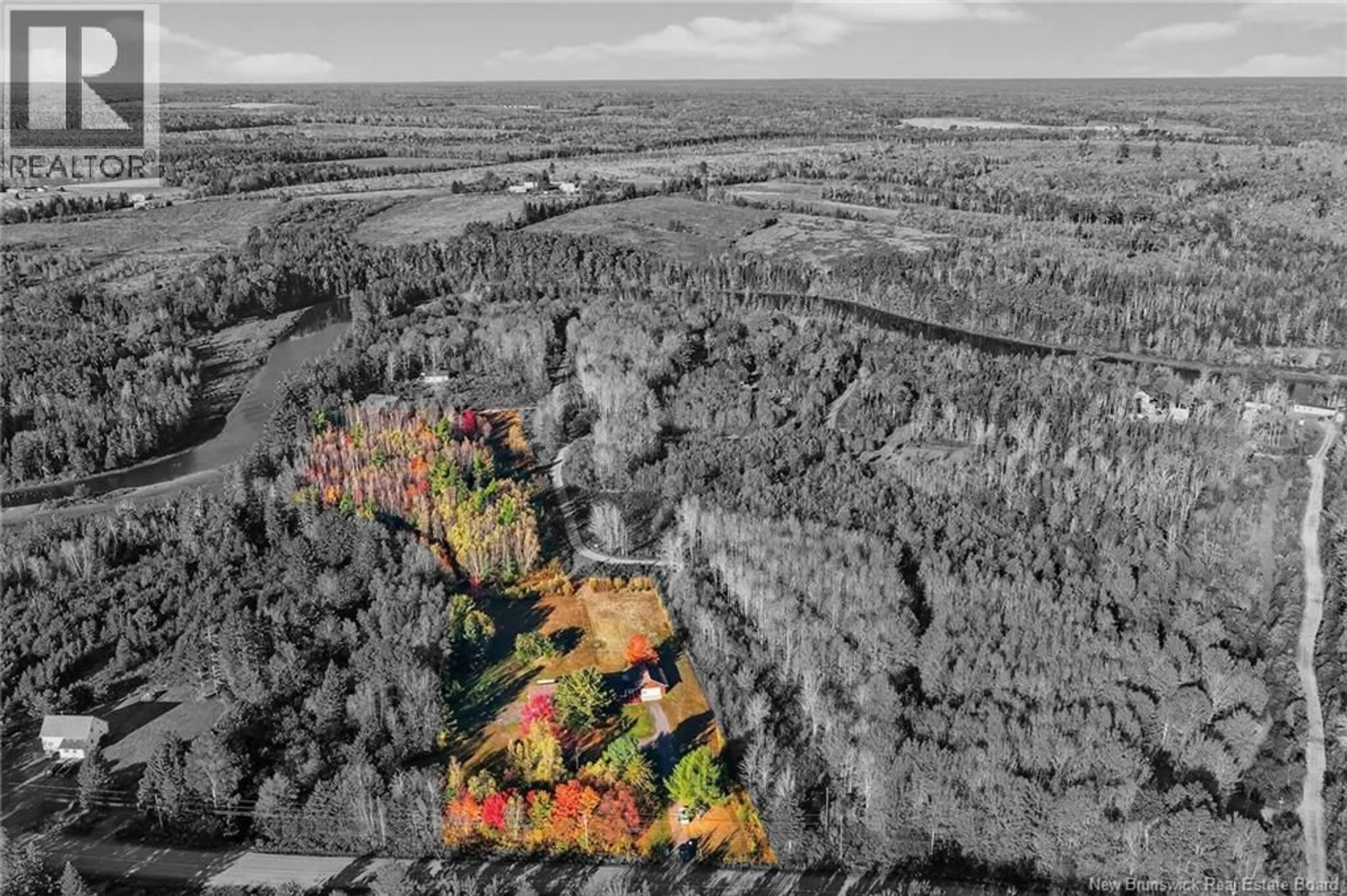 A pic from outside/outdoor area/front of a property/back of a property/a pic from drone, forest/trees view for 3890 ROUTE 510, Fords Mills New Brunswick E4T1Y1