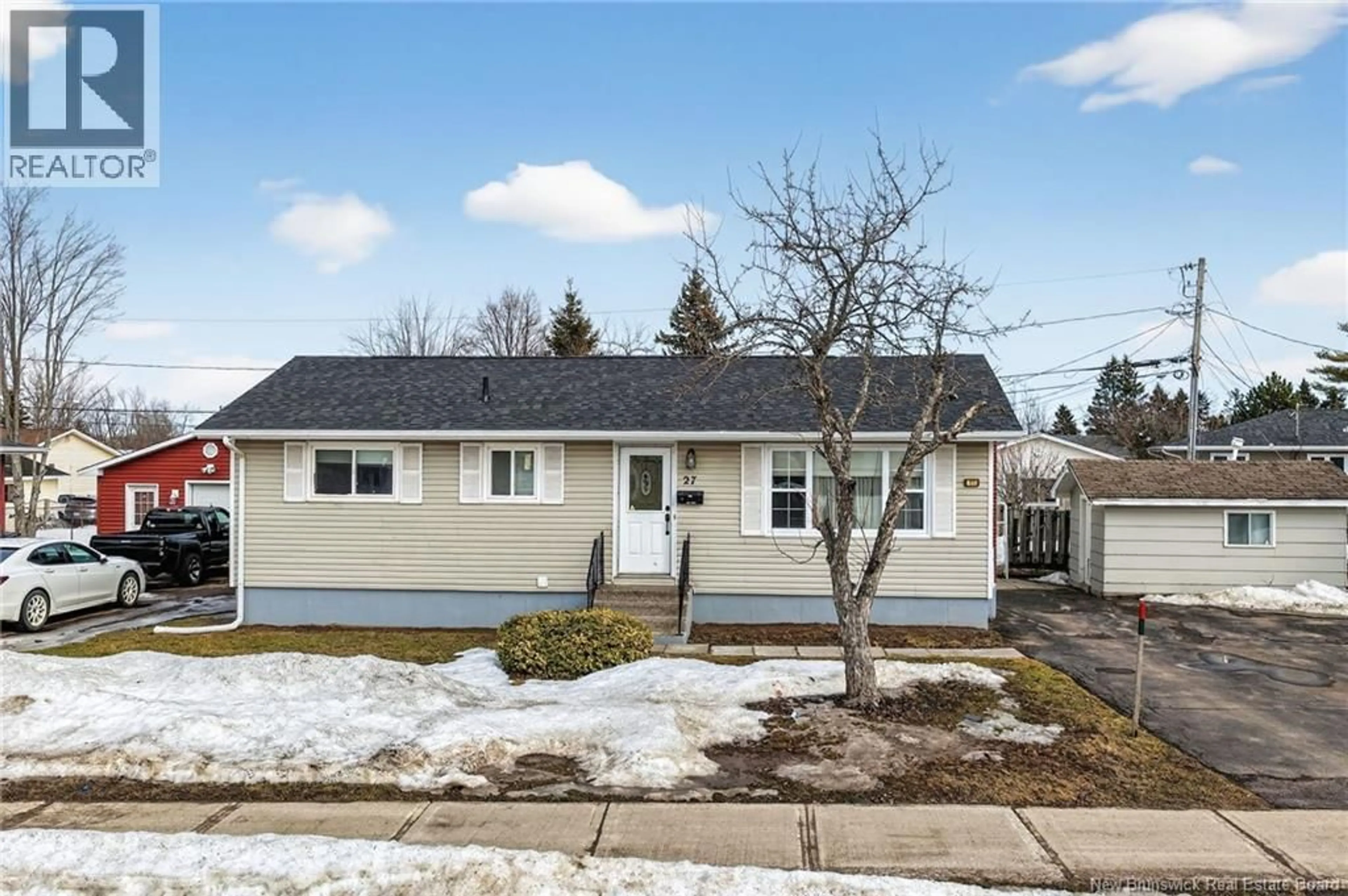 Home with vinyl exterior material, street for 27 MILLER DRIVE, Moncton New Brunswick E1C7T3