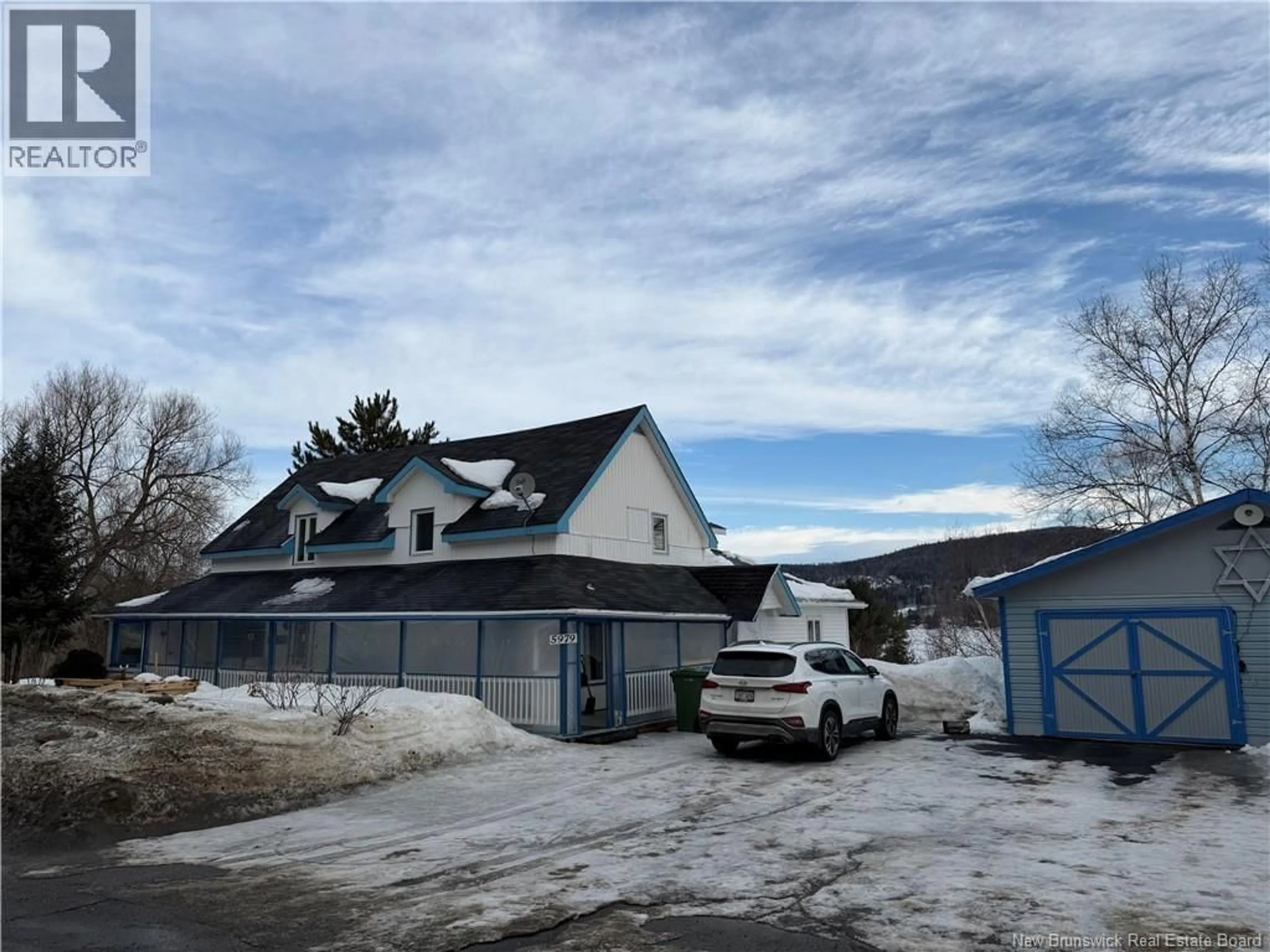 A pic from outside/outdoor area/front of a property/back of a property/a pic from drone, mountain view for 5979 ROUTE 120, Lac Baker New Brunswick E7A1M9