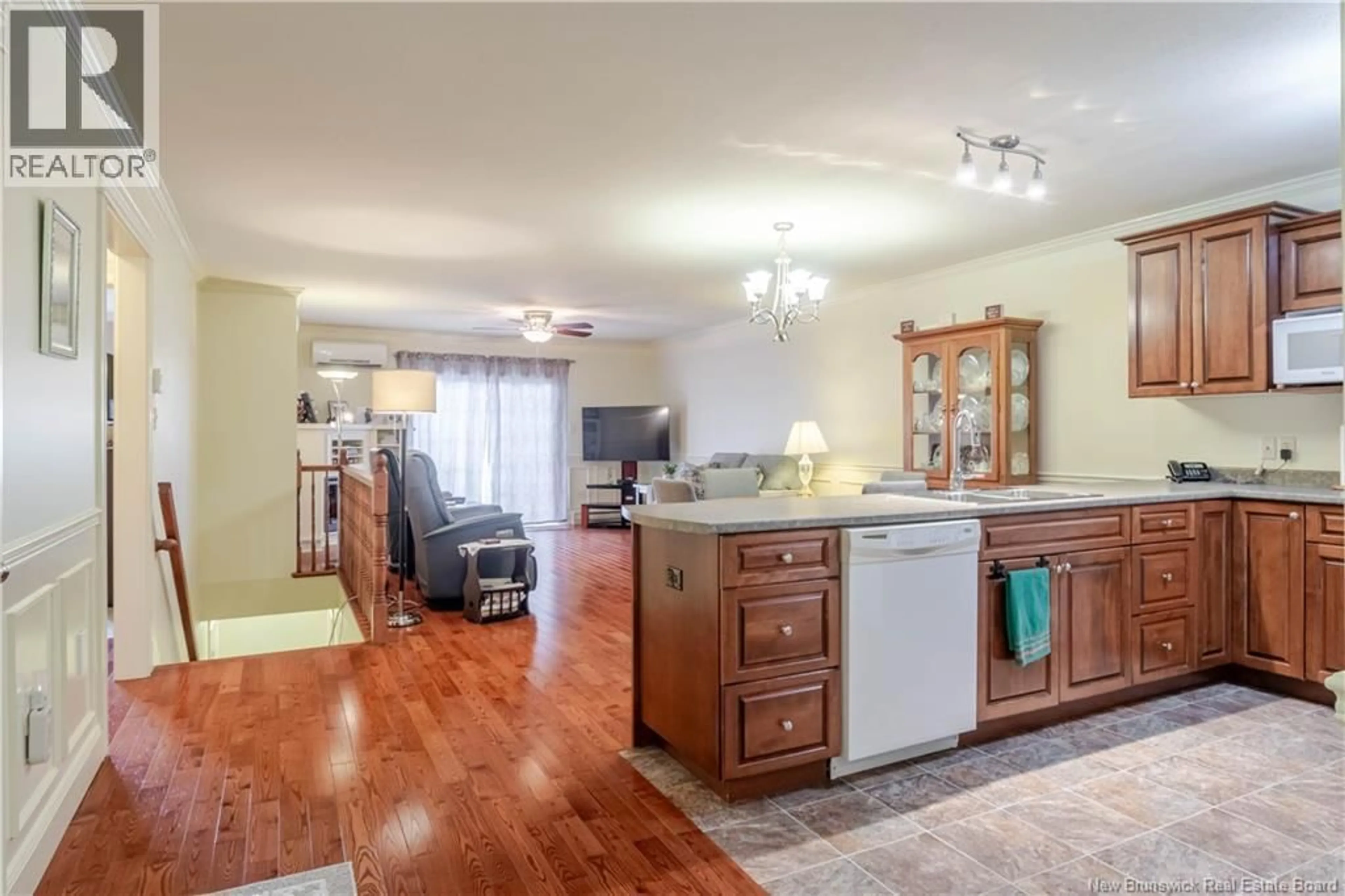 Open concept kitchen, wood/laminate floor for 47 RIDGELINE CRESCENT, Fredericton New Brunswick E3C0E9