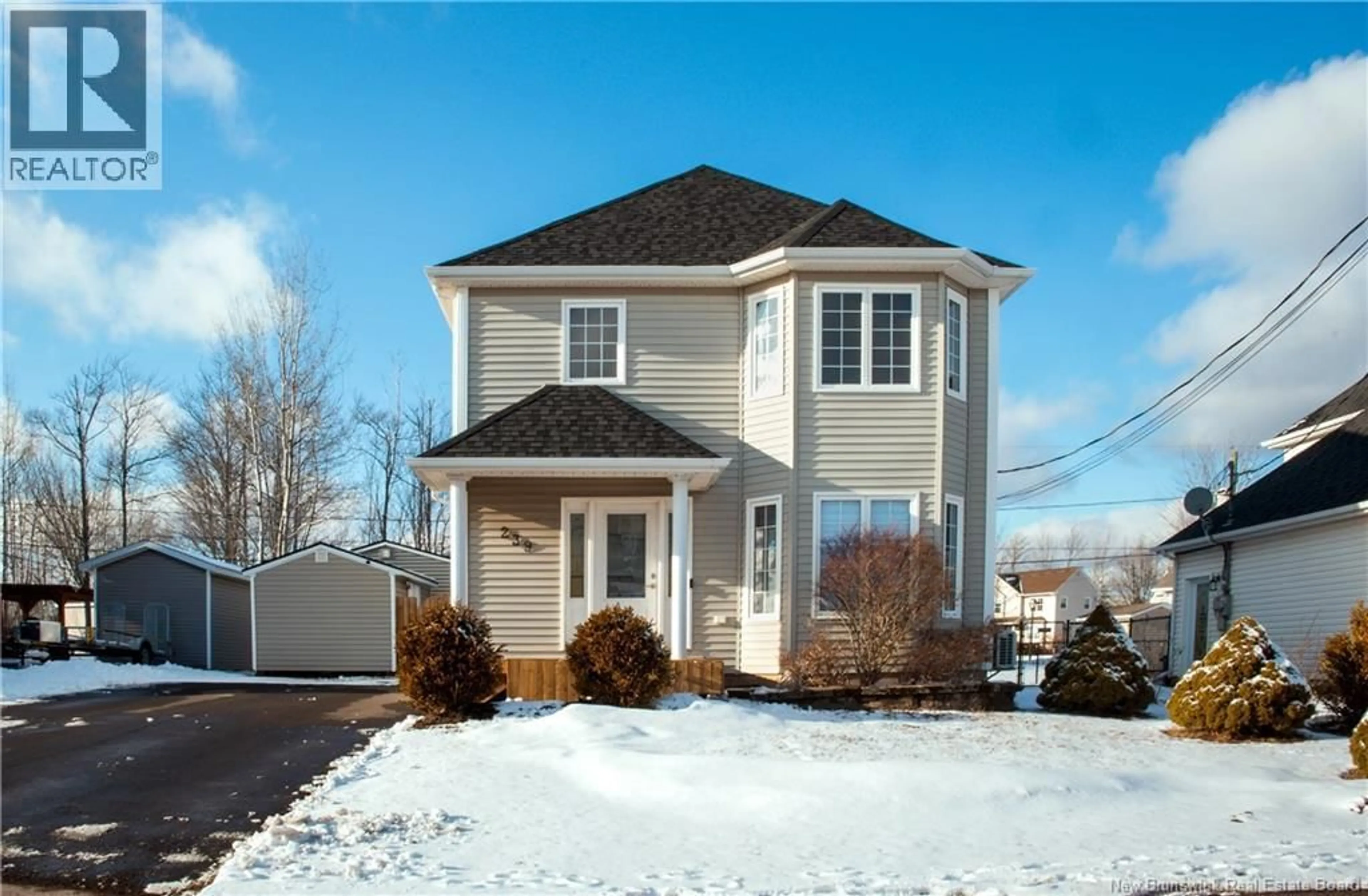 Home with vinyl exterior material, street for 239 RENNICK ROAD, Moncton New Brunswick E1G4X9