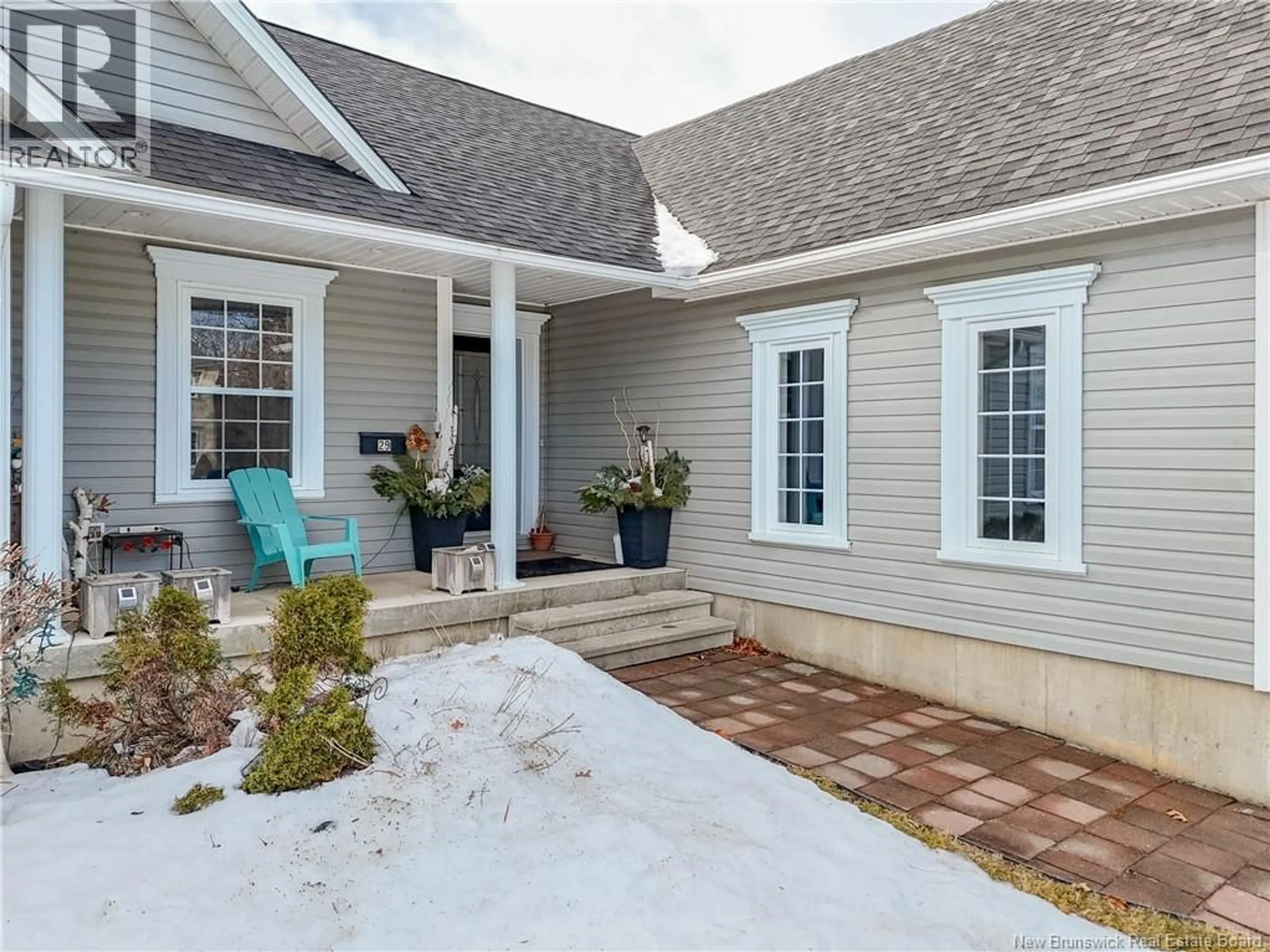 Home with vinyl exterior material, street for 29 POETS LANE, Fredericton New Brunswick E3B9P8