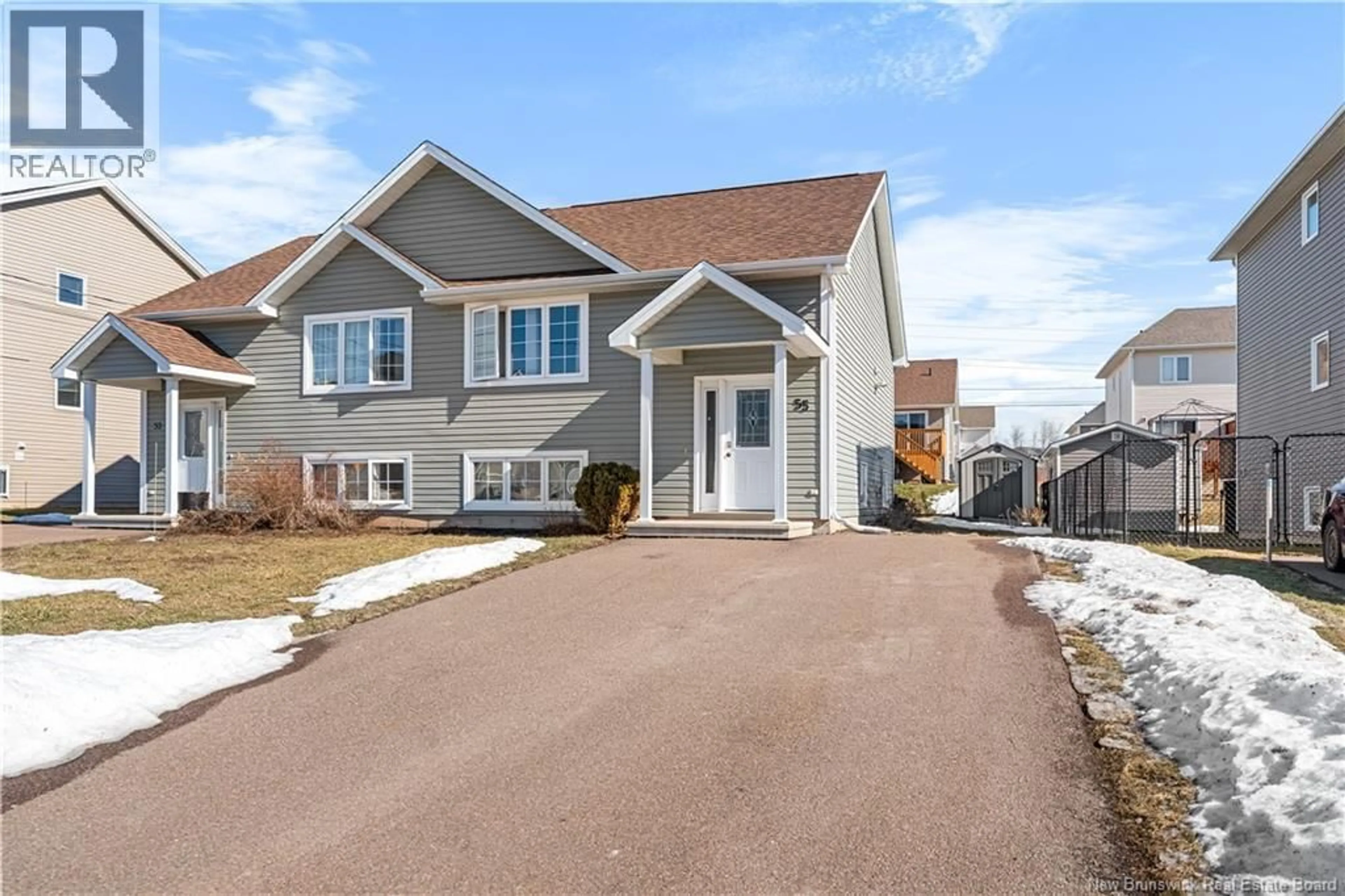Home with vinyl exterior material, street for 55 RUBY WAY, Moncton New Brunswick E1E0H4