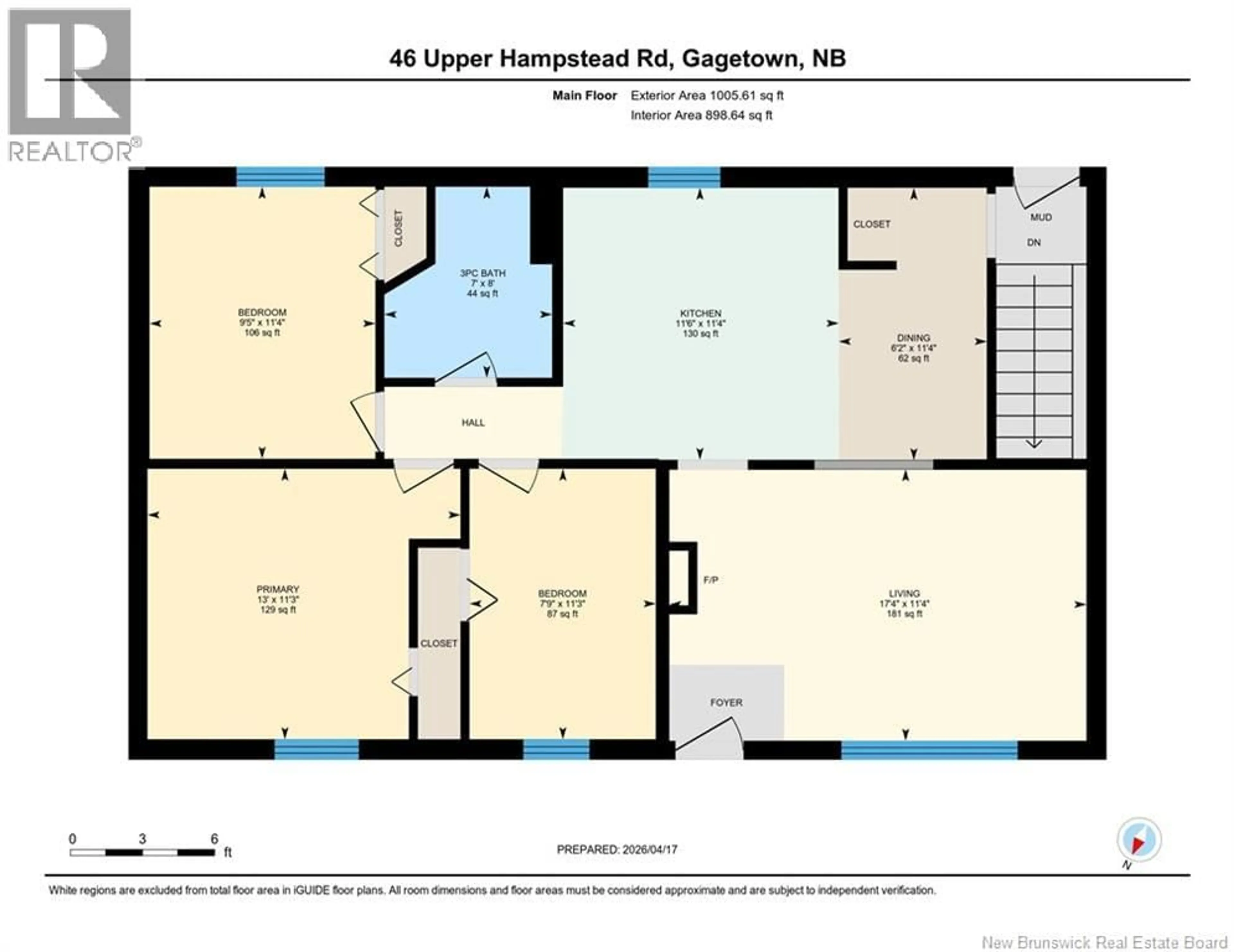 Floor plan for 46 UPPER HAMPSTEAD ROAD, Gagetown New Brunswick E5M1W2