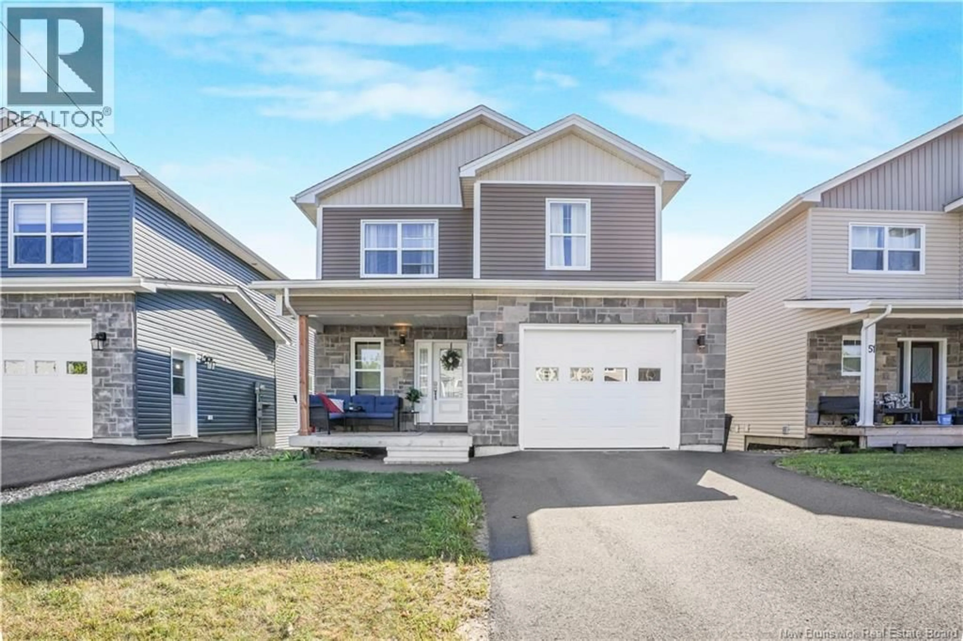 Home with vinyl exterior material, street for 45 WEAVERS WAY, Fredericton New Brunswick E3A3P8