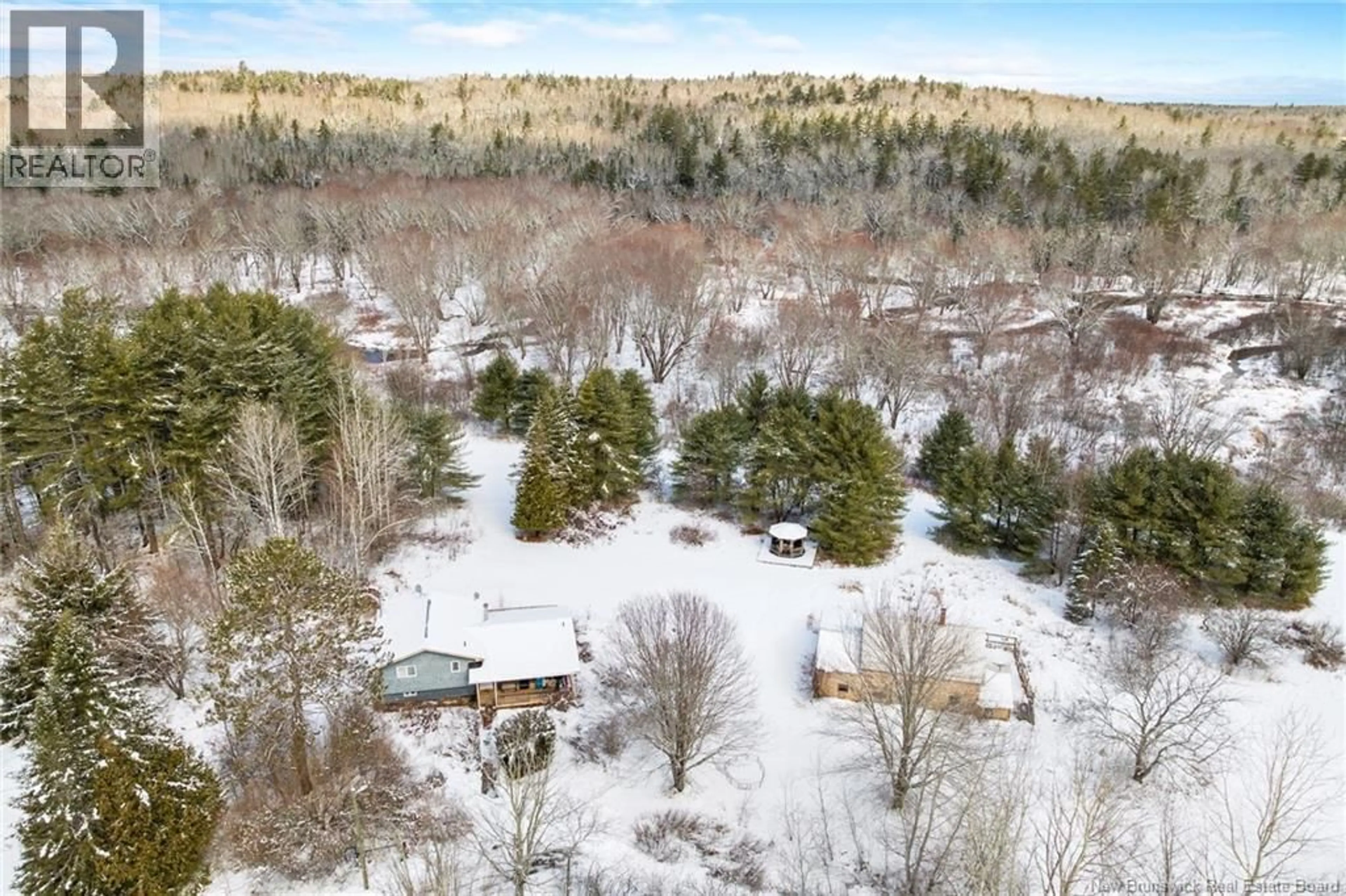 A pic from outside/outdoor area/front of a property/back of a property/a pic from drone, forest/trees view for 4235 ROUTE 102, Pleasant Villa New Brunswick E5M1Y9