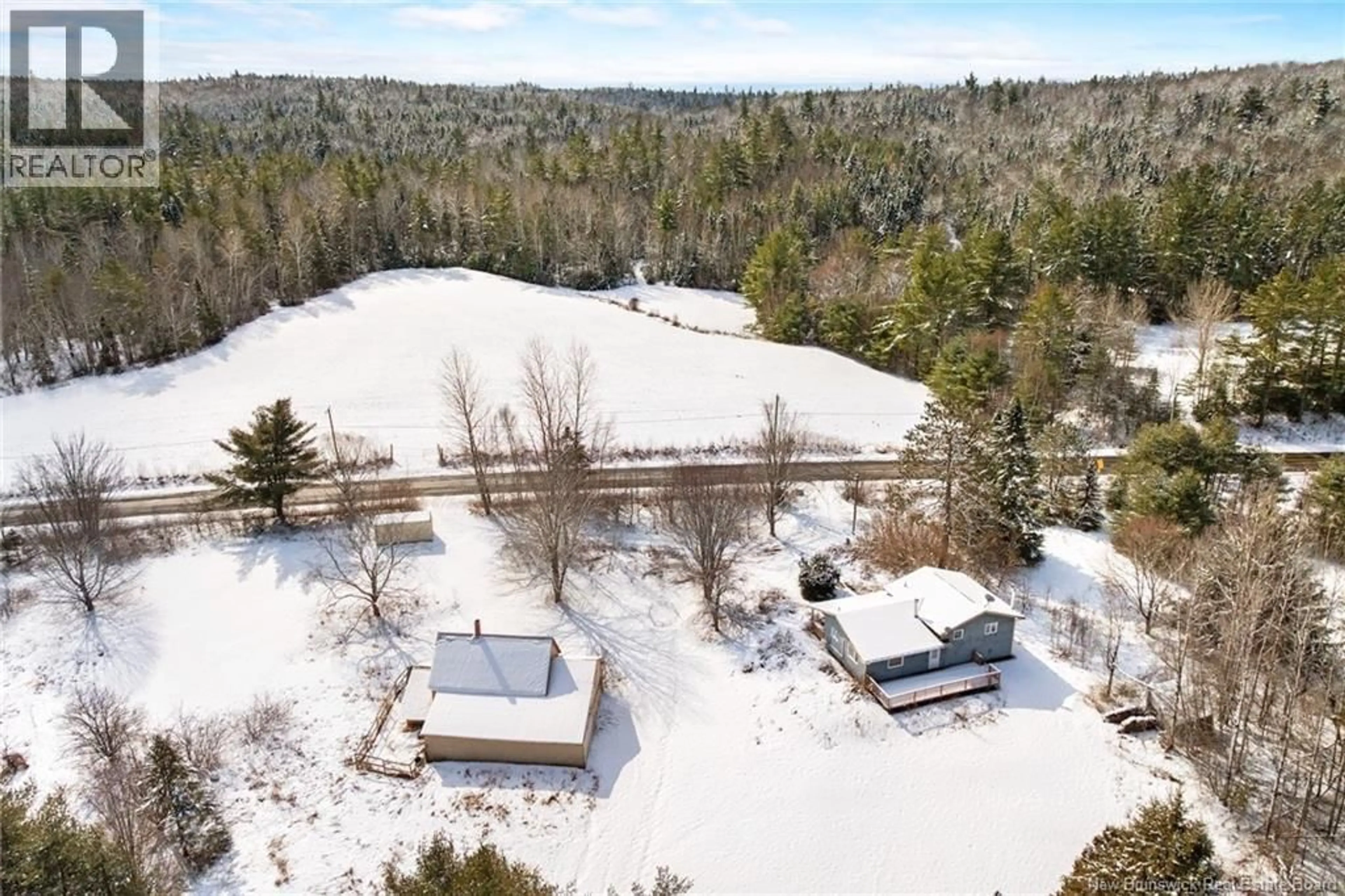 A pic from outside/outdoor area/front of a property/back of a property/a pic from drone, forest/trees view for 4235 ROUTE 102, Pleasant Villa New Brunswick E5M1Y9