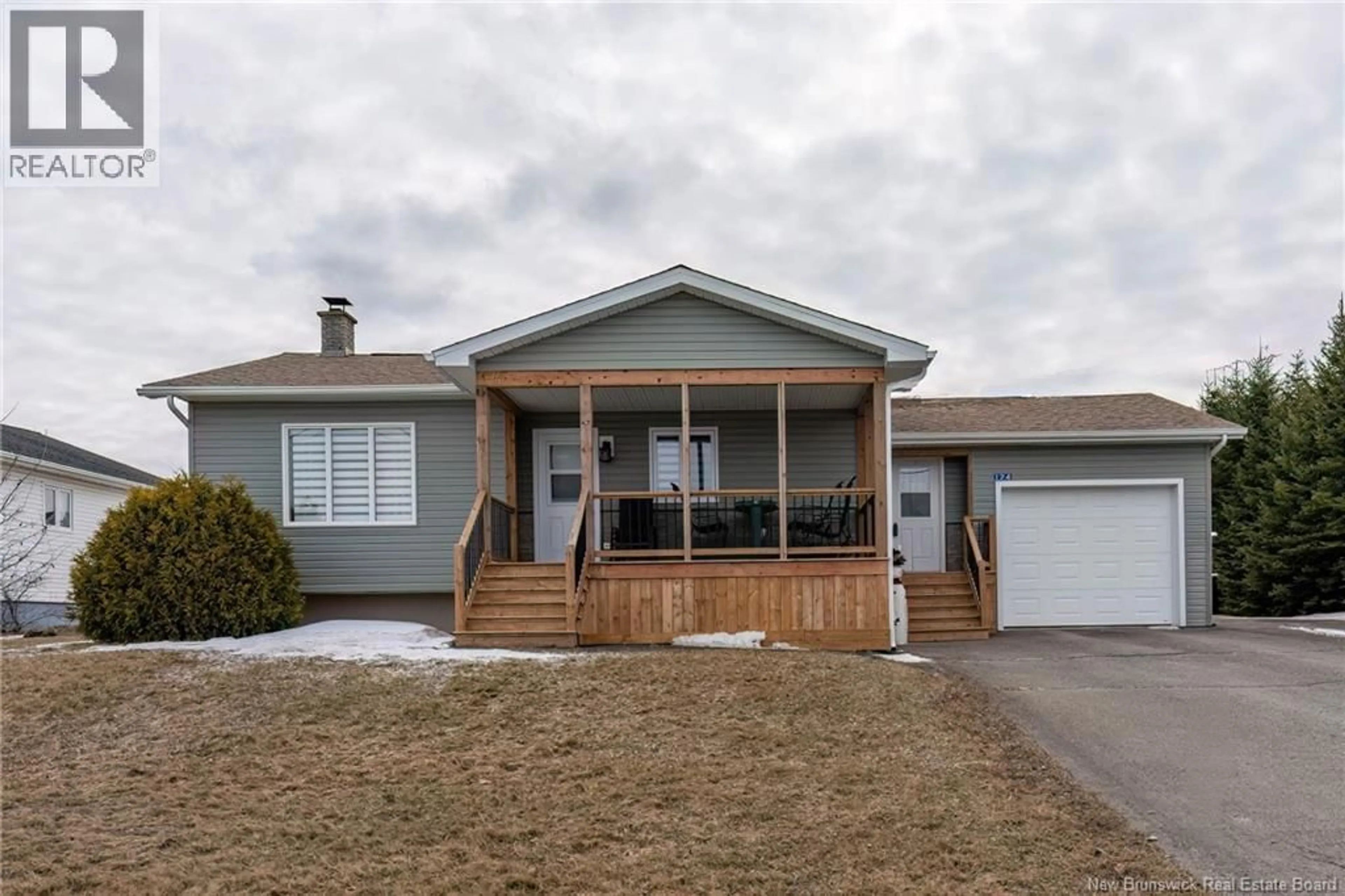 Home with vinyl exterior material, street for 124 DRUMMOND STATION ROAD, Drummond New Brunswick E3Y1W3