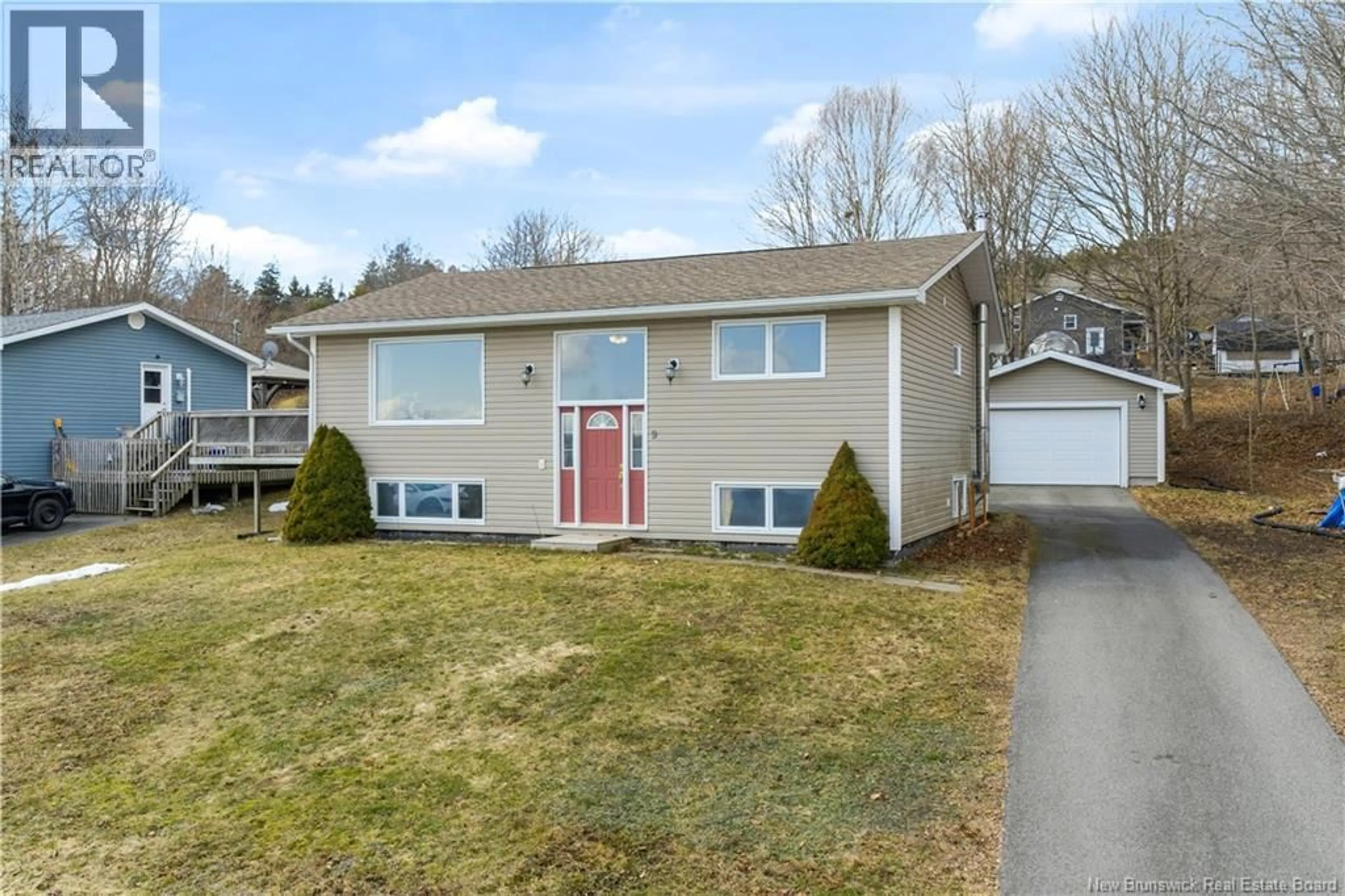 Home with vinyl exterior material, street for 9 PIONEER LANE, Grand Bay-Westfield New Brunswick E5K1R8