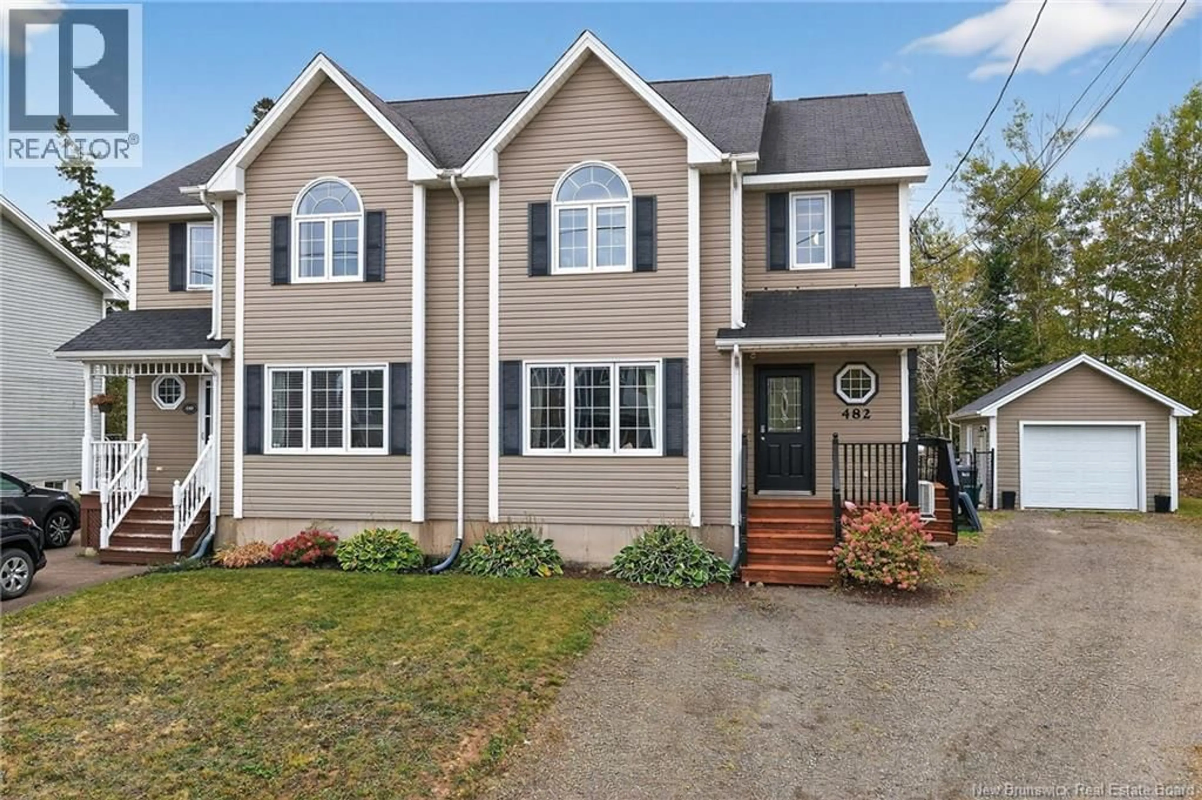 Home with vinyl exterior material, street for 482 TWIN OAKS DRIVE, Moncton New Brunswick E1G0G3