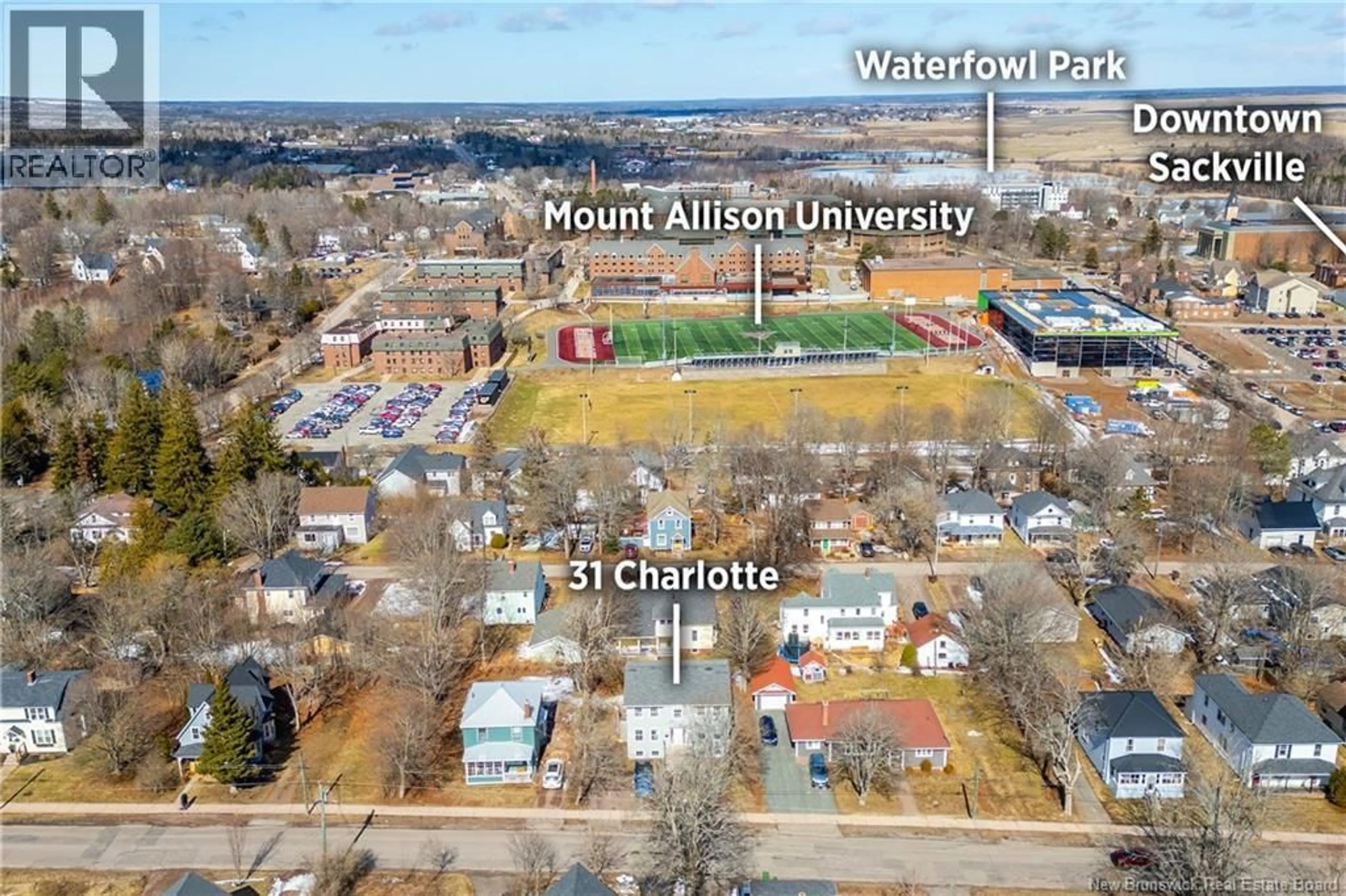 A pic from outside/outdoor area/front of a property/back of a property/a pic from drone, water/lake/river/ocean view for 31 CHARLOTTE STREET, Sackville New Brunswick E4L3T2