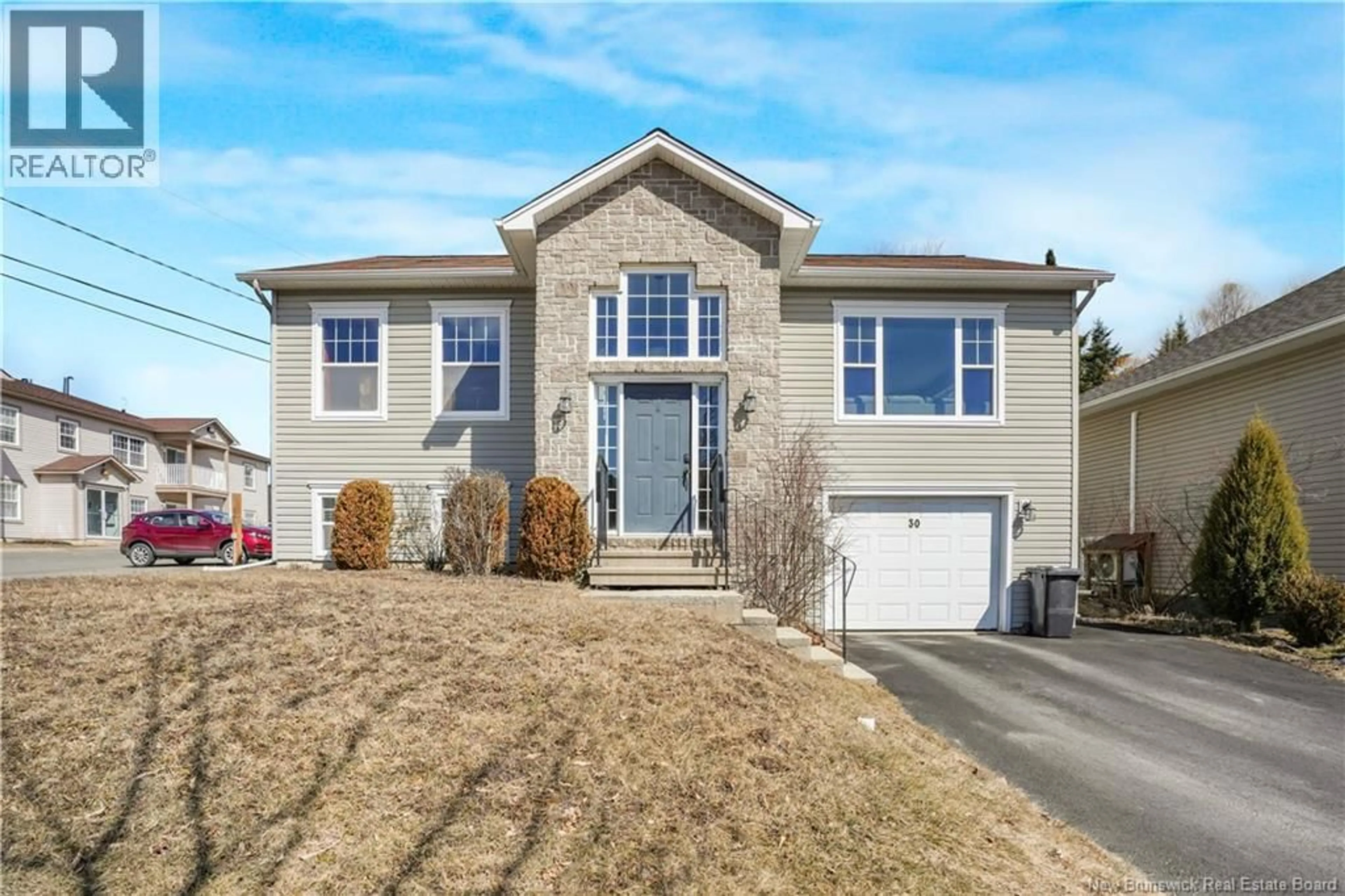 Home with vinyl exterior material, street for 30 BROWN BOULEVARD, Fredericton New Brunswick E3A0E4