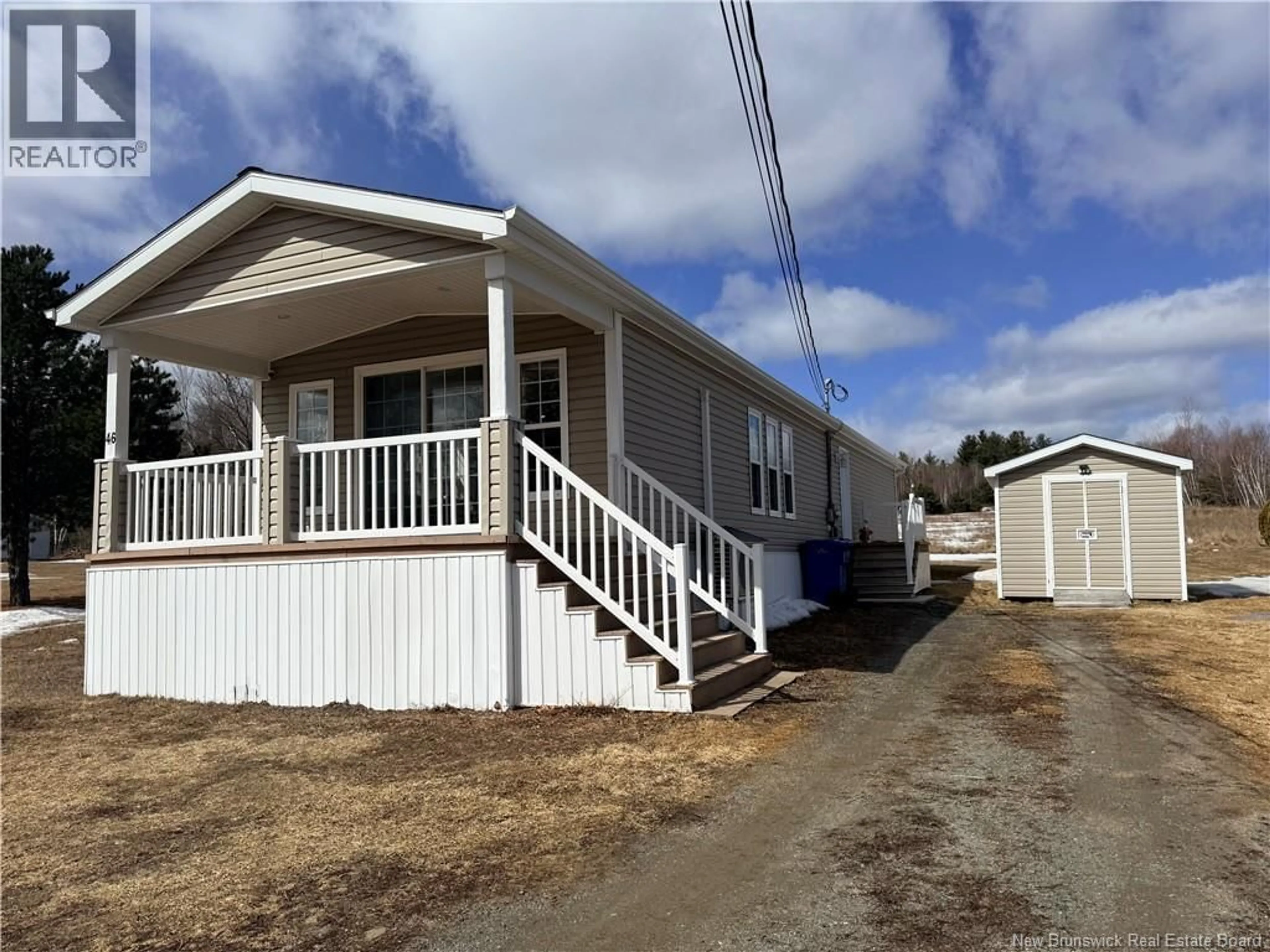 Home with vinyl exterior material, street for 46 MACDONALD ROAD, Miramichi New Brunswick E1V6J6