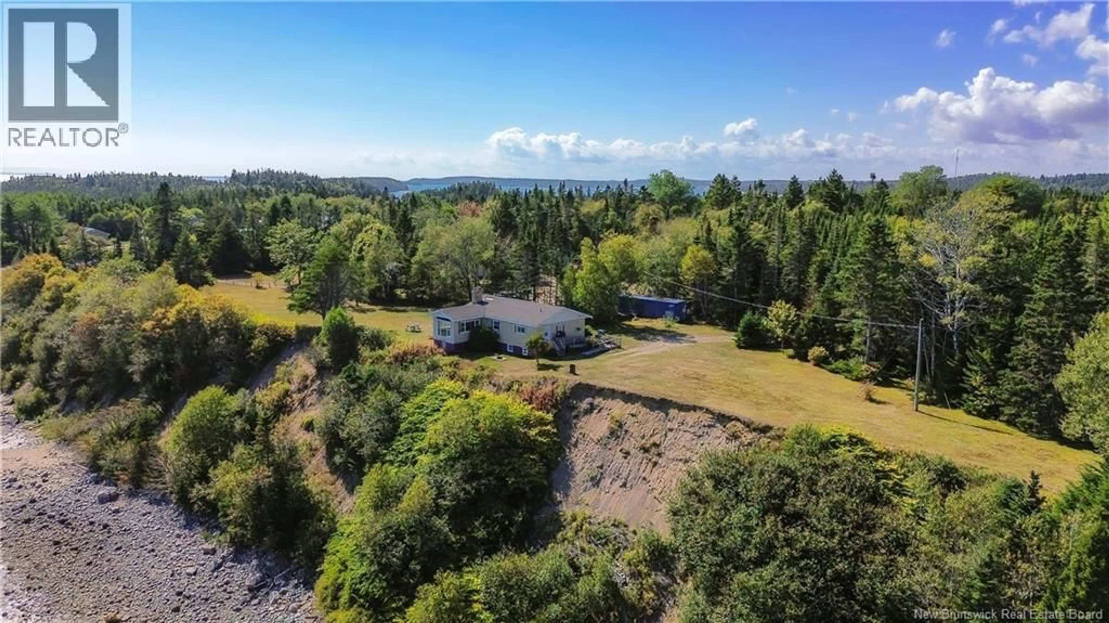 A pic from outside/outdoor area/front of a property/back of a property/a pic from drone, water/lake/river/ocean view for 20 DICKSON LANE, New River Beach New Brunswick E5J1H5