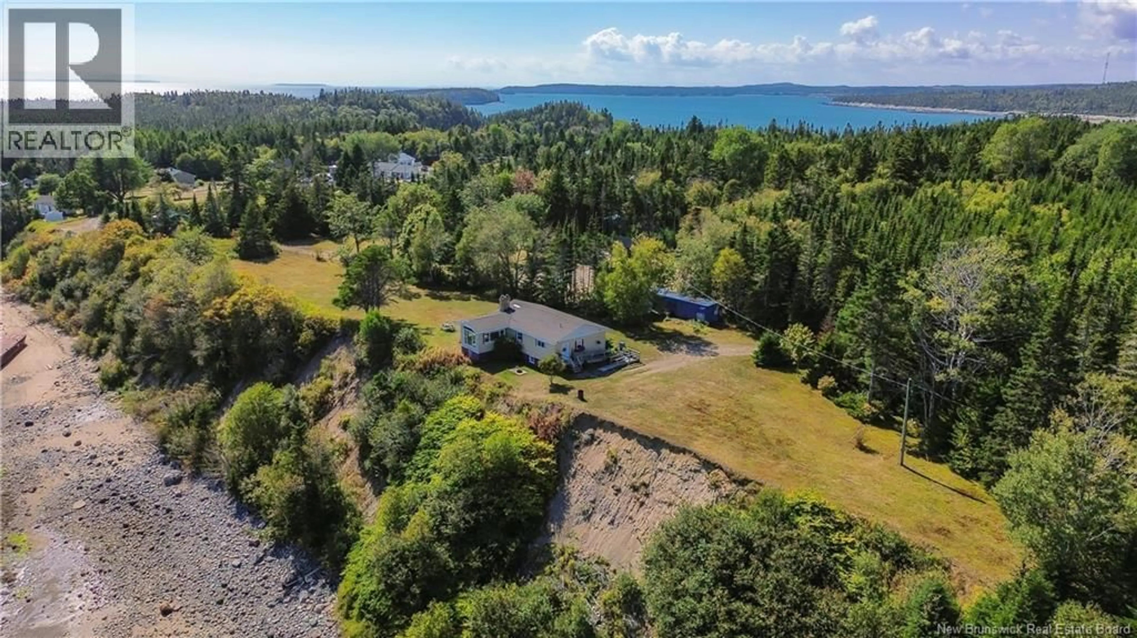 A pic from outside/outdoor area/front of a property/back of a property/a pic from drone, water/lake/river/ocean view for 20 DICKSON LANE, New River Beach New Brunswick E5J1H5