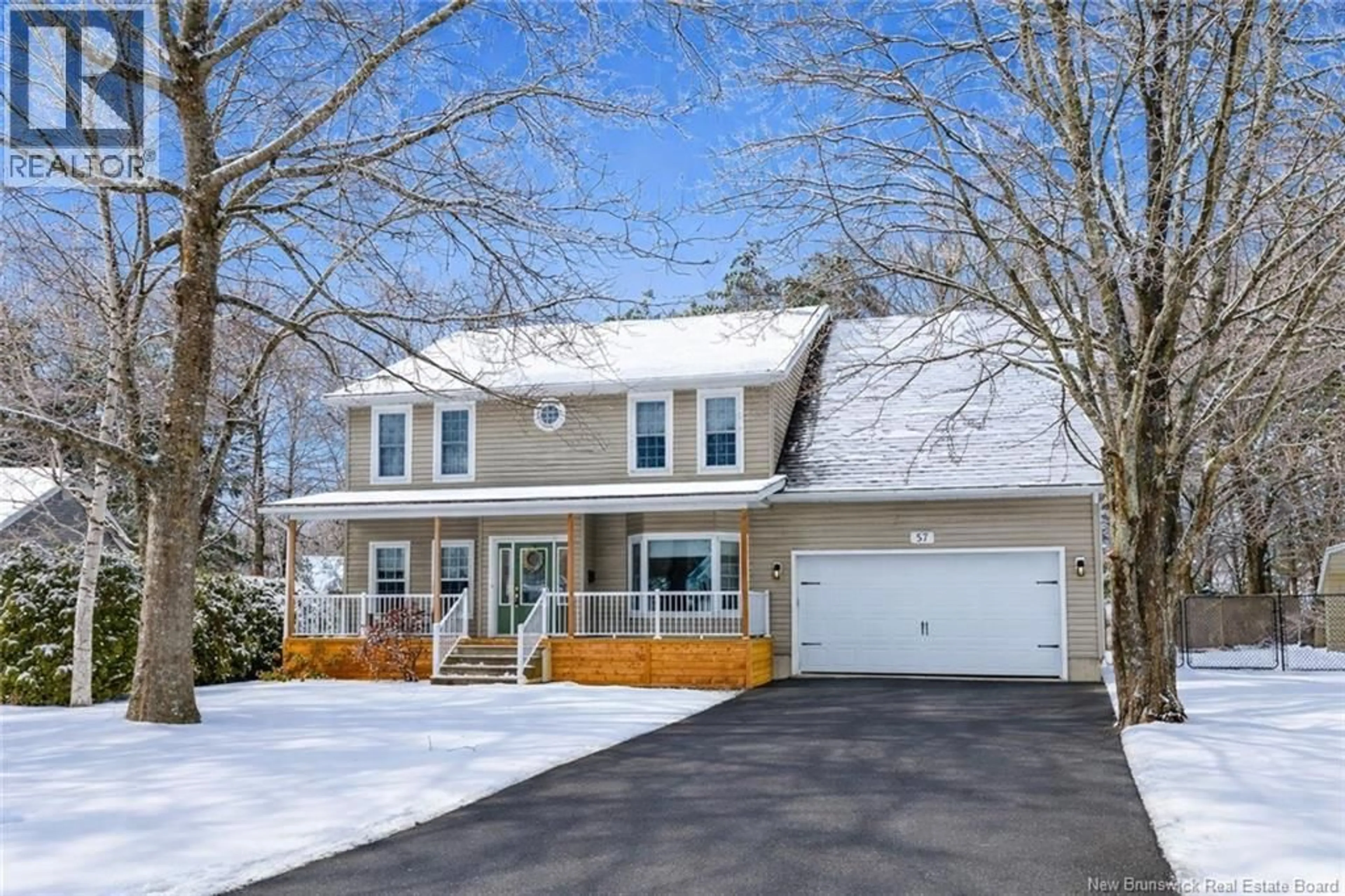 Home with vinyl exterior material, street for 57 MIRO COURT, Fredericton New Brunswick E3A9S8