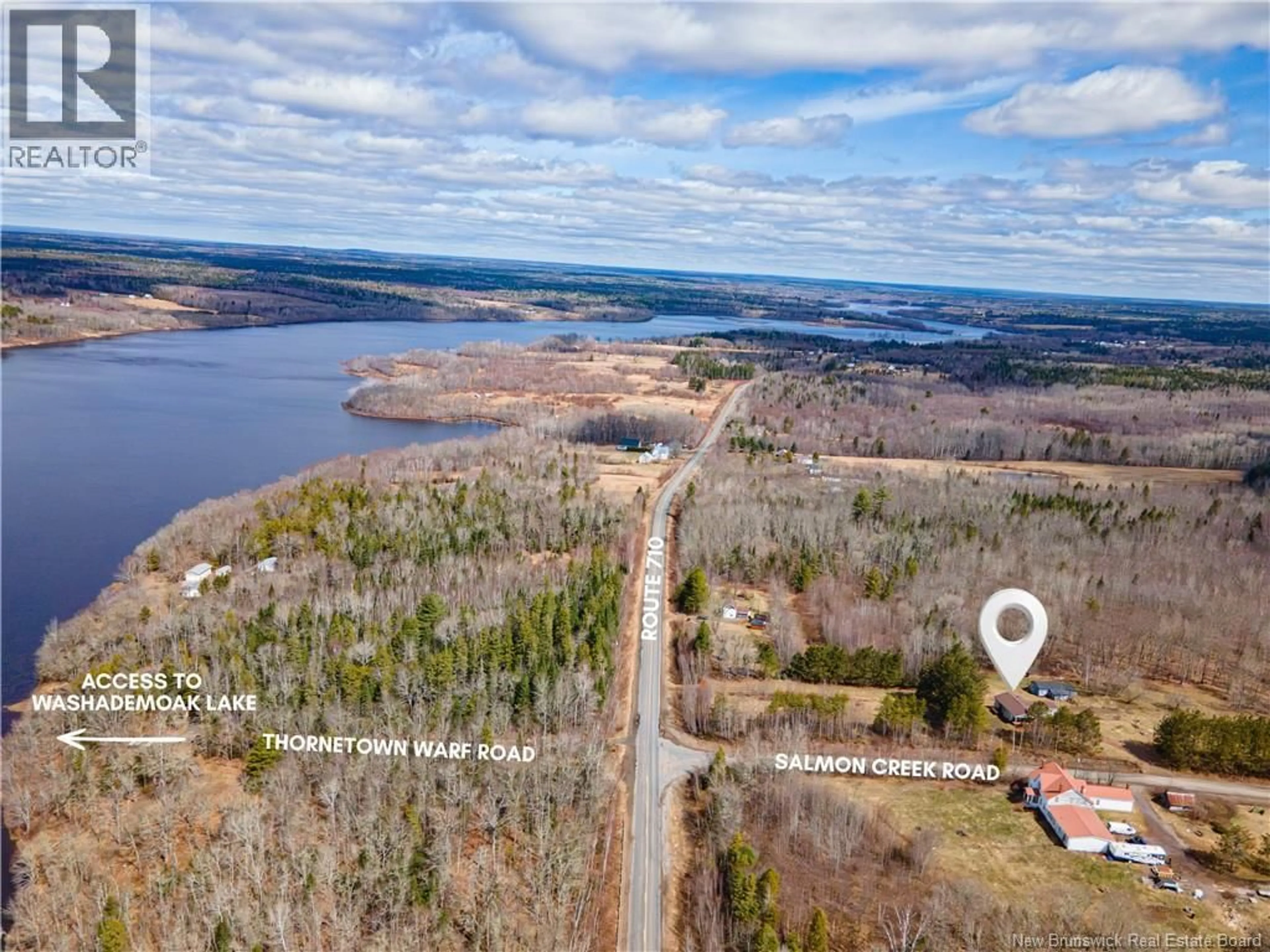 A pic from outside/outdoor area/front of a property/back of a property/a pic from drone, water/lake/river/ocean view for 1250 SALMON CREEK ROAD, Codys New Brunswick E4C1E8