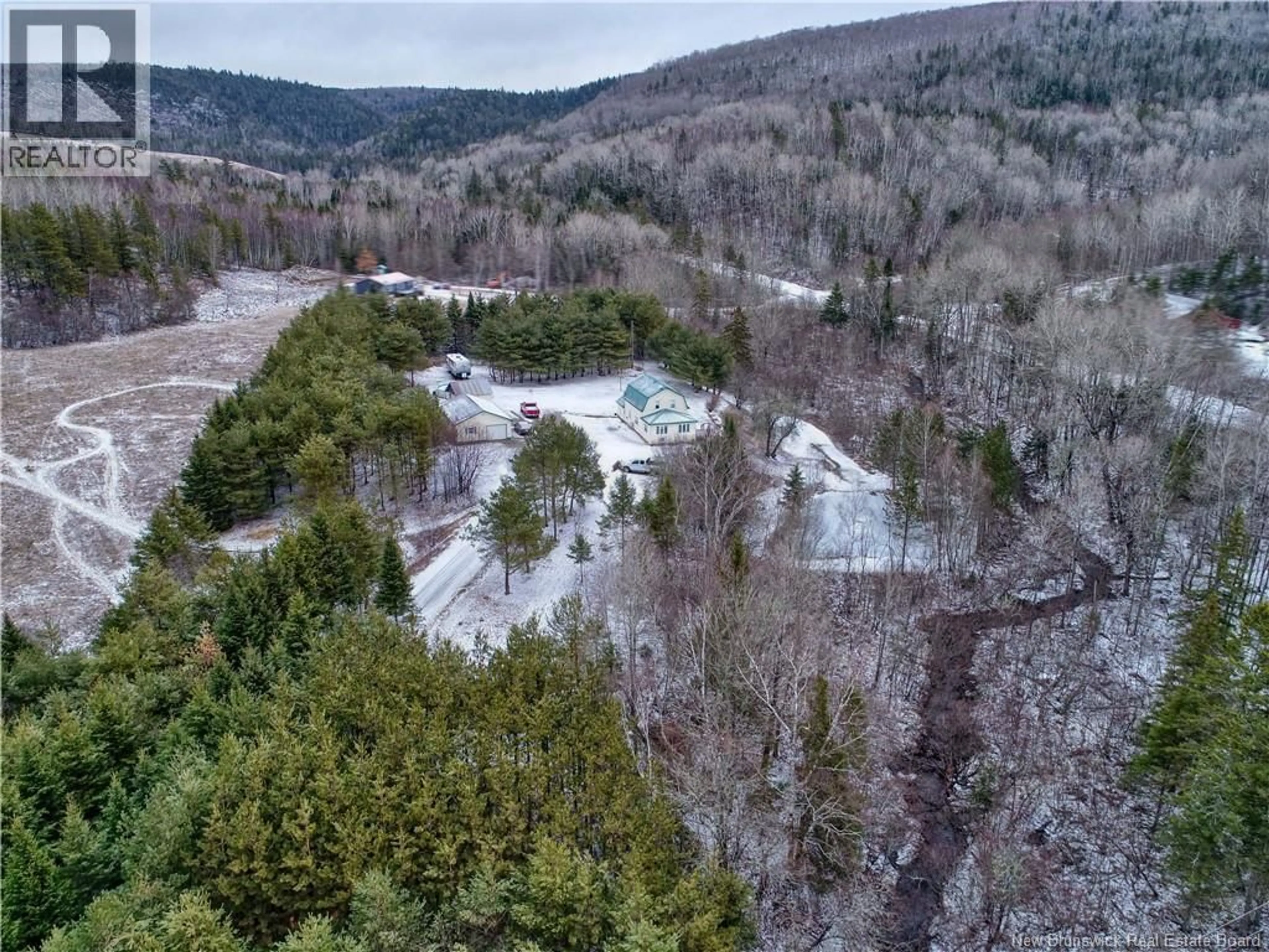 A pic from outside/outdoor area/front of a property/back of a property/a pic from drone, forest/trees view for 498 URNEY ROAD, Picadilly New Brunswick E4E5K9