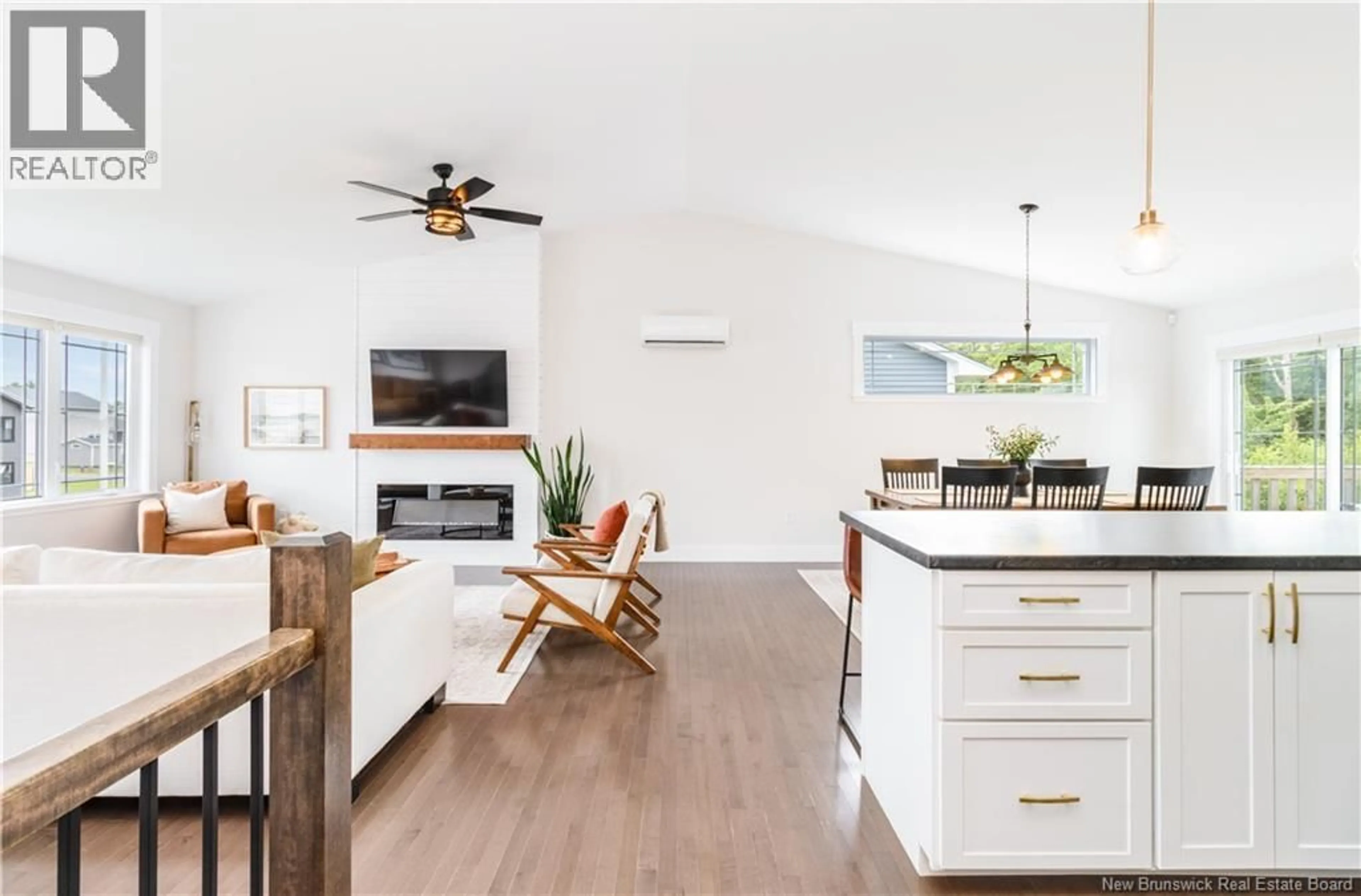 Open concept kitchen, wood/laminate floor for 38 DOHERTY DRIVE, Oromocto New Brunswick E2V0M1