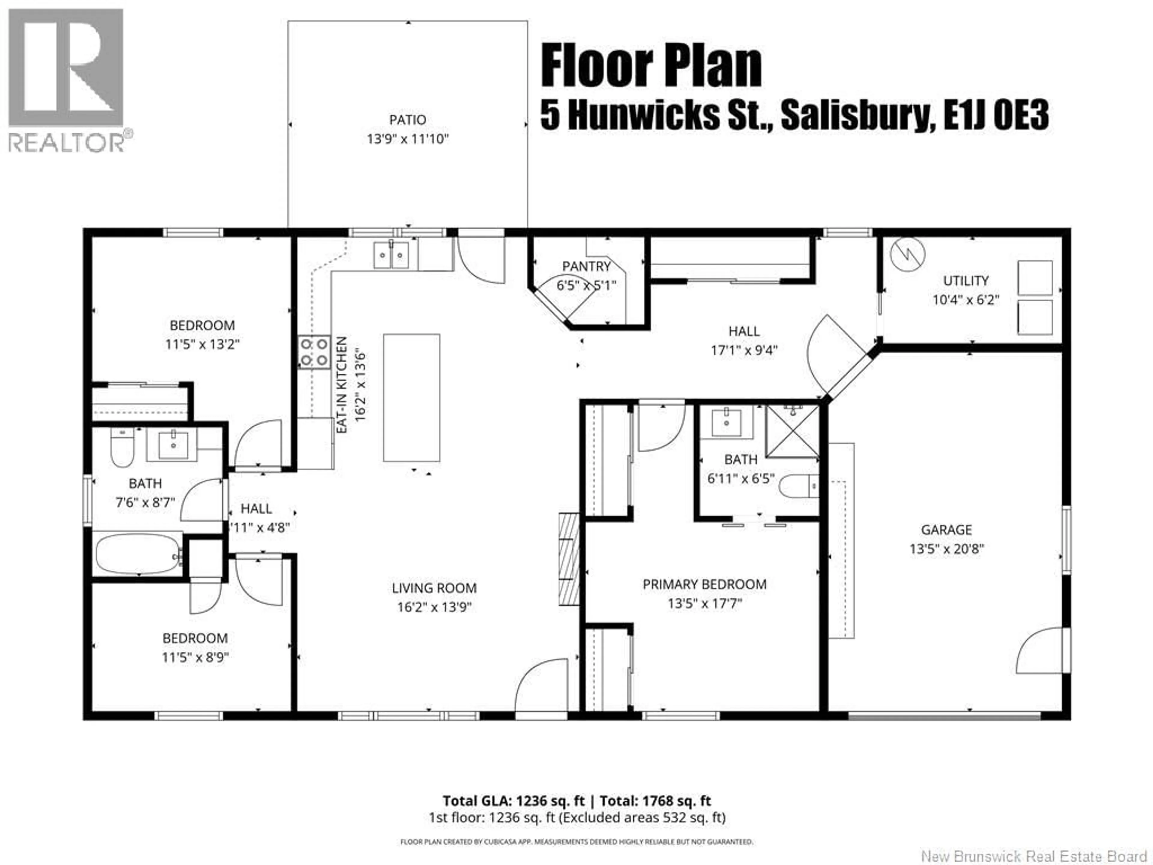Floor plan for 5 HUNWICKS STREET, Salisbury New Brunswick E4J0E3