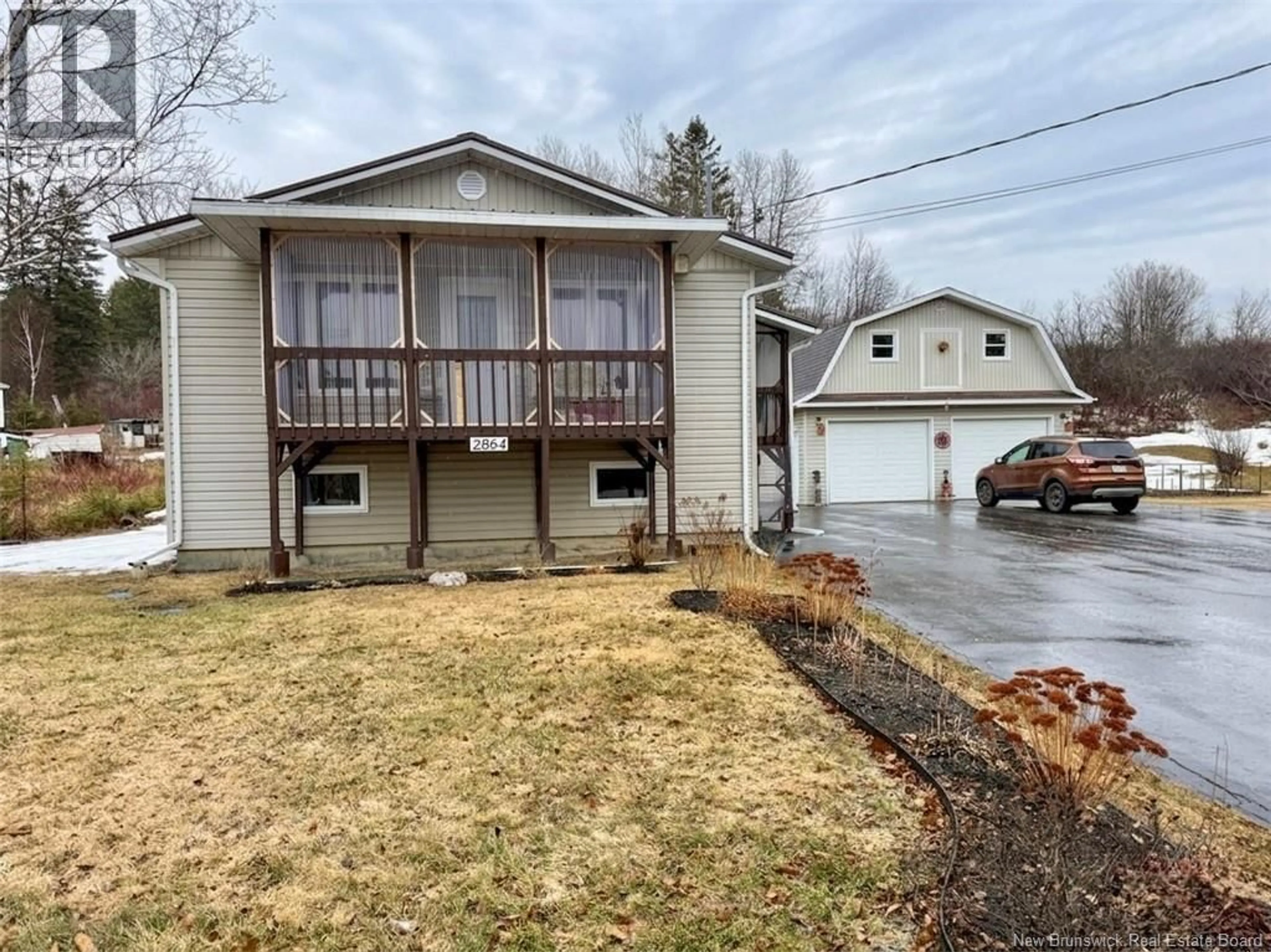 A pic from outside/outdoor area/front of a property/back of a property/a pic from drone, street for 2864 ROUTE 108, New Denmark New Brunswick E7G2T4