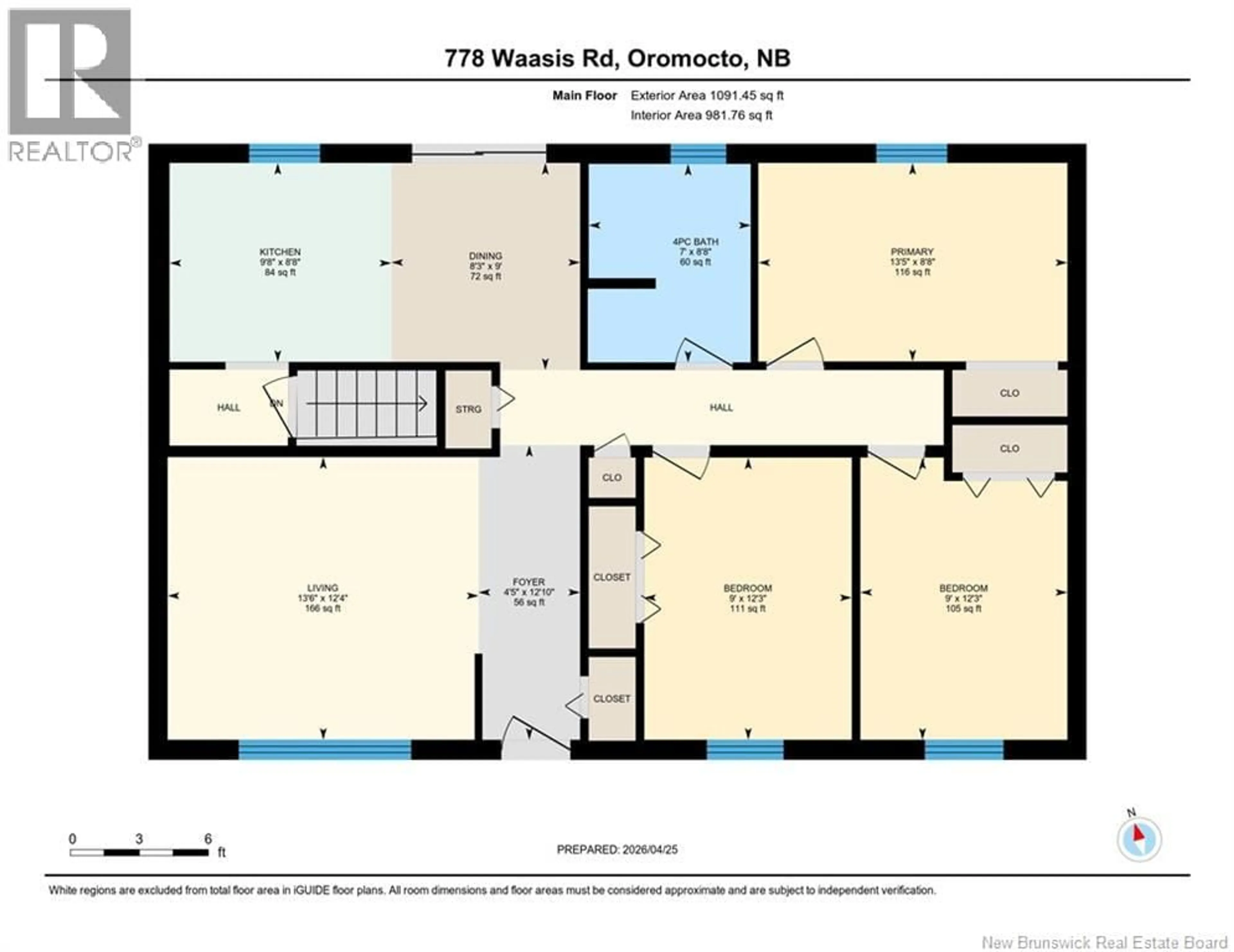 Floor plan for 778 WAASIS ROAD, Oromocto New Brunswick E2V2N9