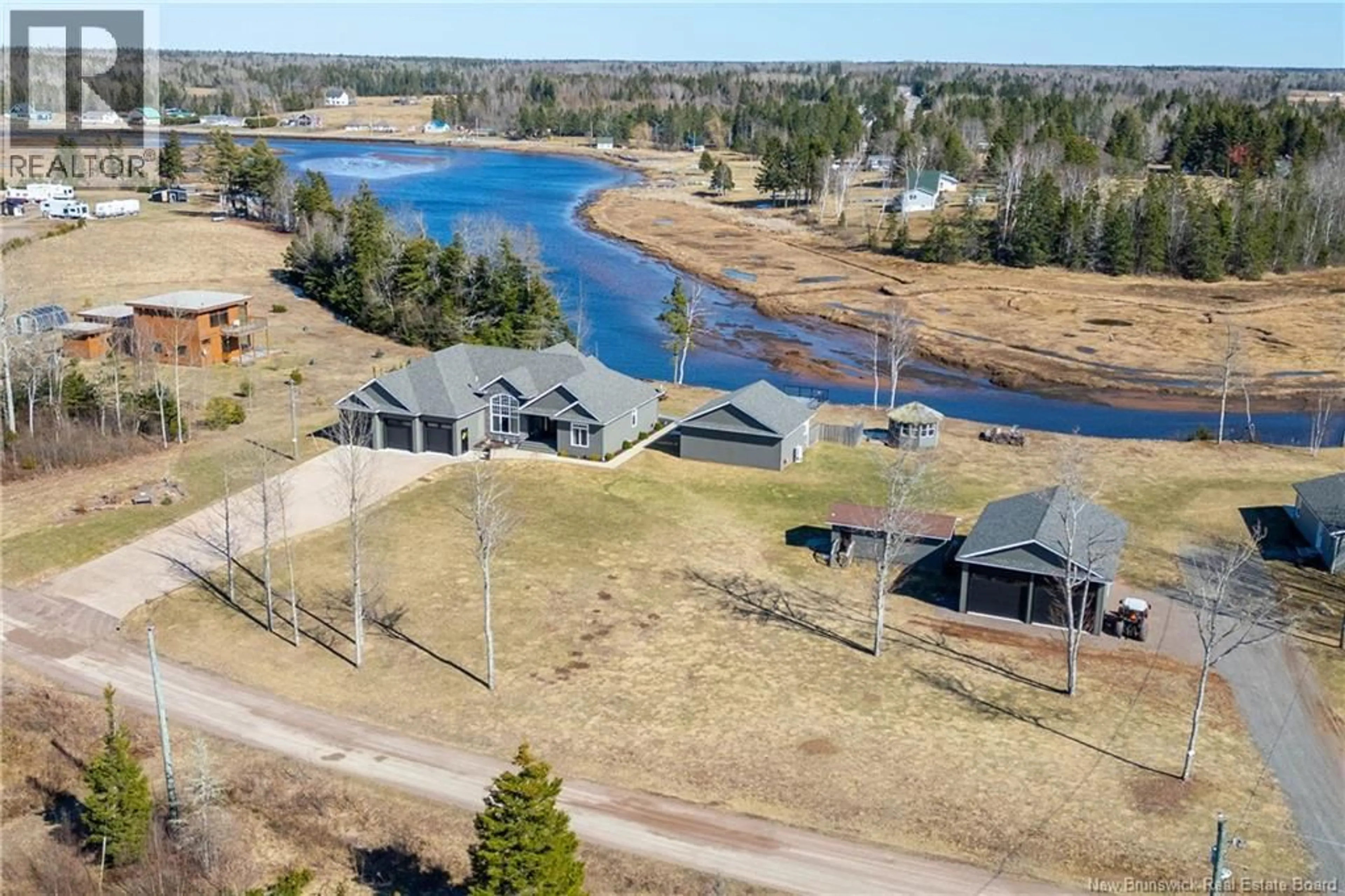 A pic from outside/outdoor area/front of a property/back of a property/a pic from drone, water/lake/river/ocean view for 36 DAVIDSON LOOP, Baie Verte New Brunswick E4M0E6