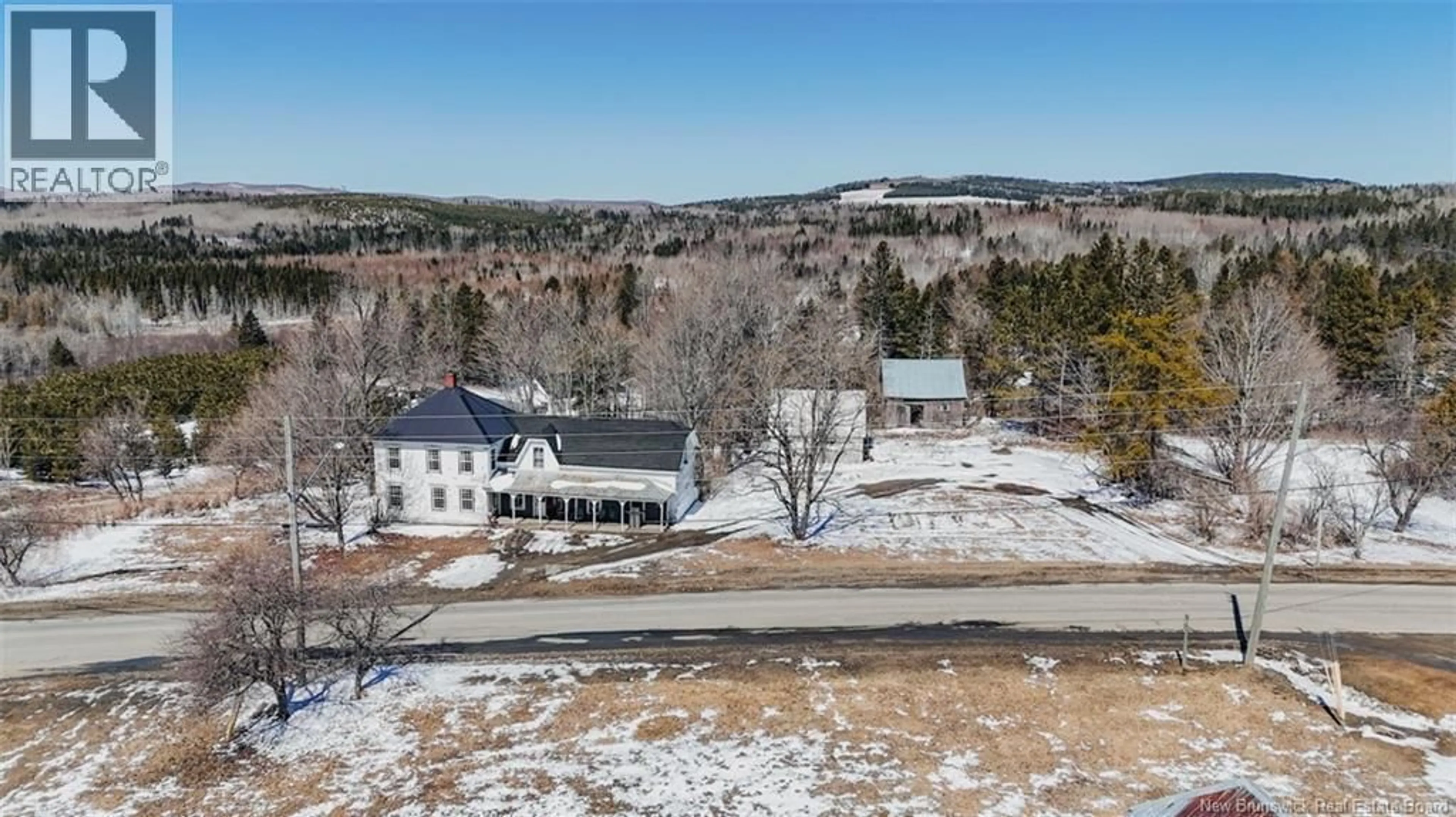 A pic from outside/outdoor area/front of a property/back of a property/a pic from drone, mountain view for 8560 ROUTE 107, Glassville New Brunswick E7L1A9