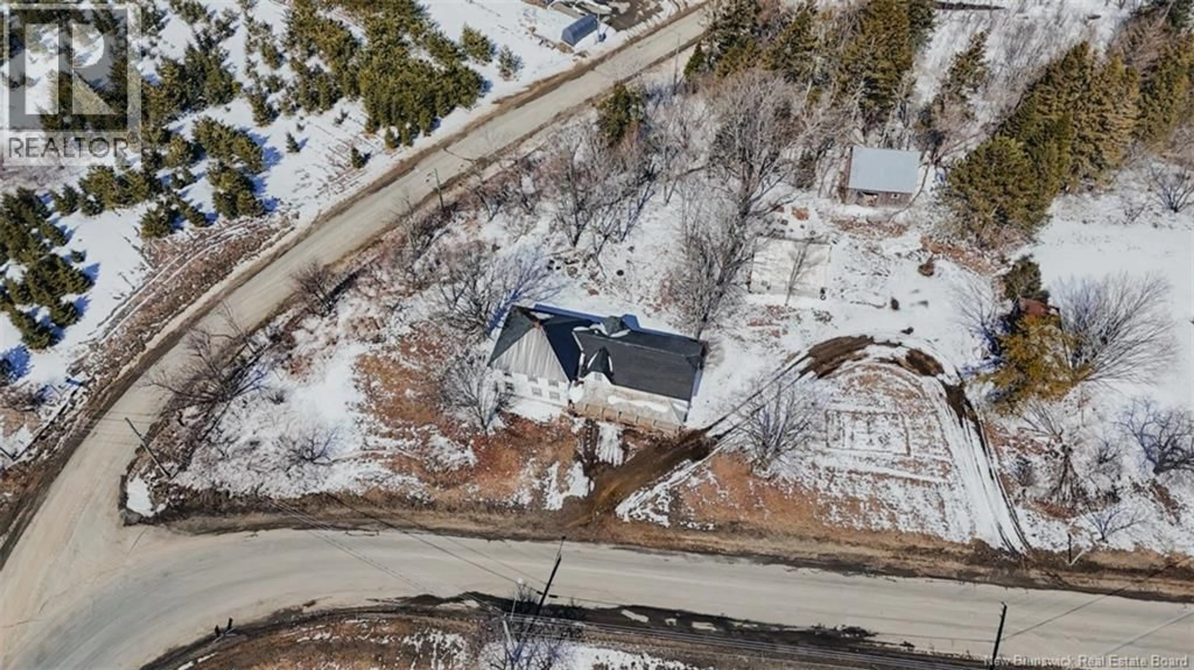 A pic from outside/outdoor area/front of a property/back of a property/a pic from drone, street for 8560 ROUTE 107, Glassville New Brunswick E7L1A9
