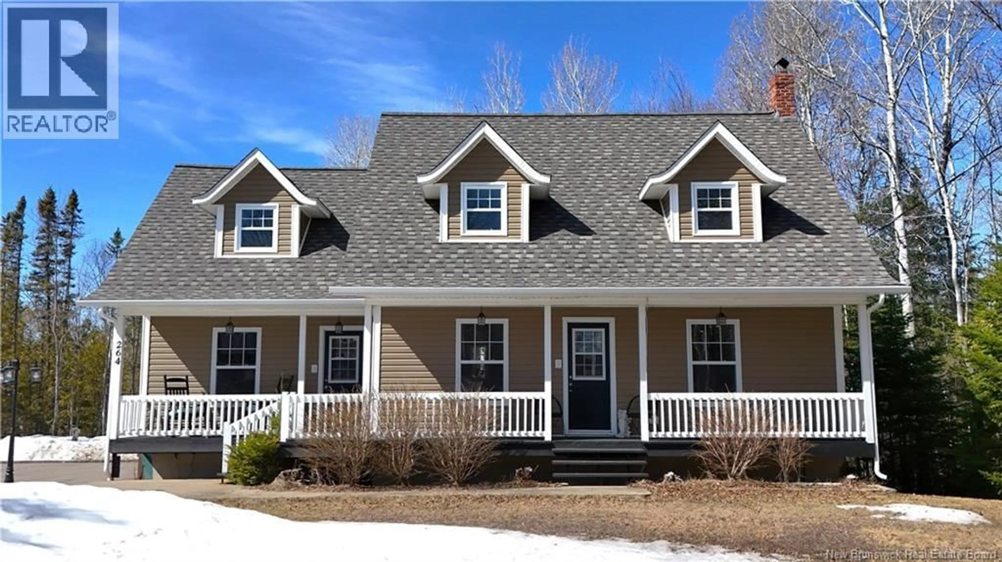 Home with vinyl exterior material, street for 264 KENT LODGE, Beresford New Brunswick E8K1B8