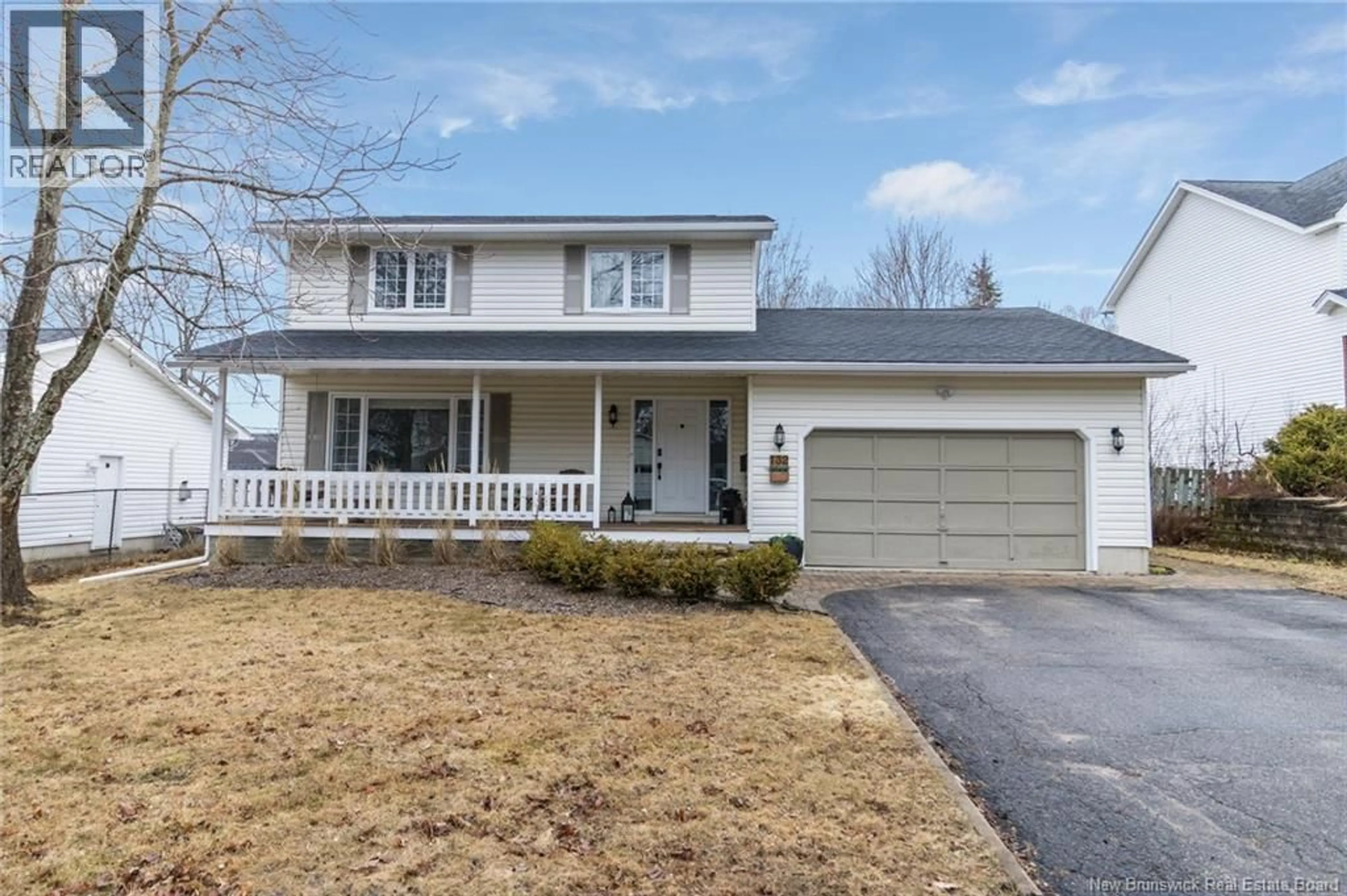 Home with vinyl exterior material, street for 132 CARRINGTON LANE, Fredericton New Brunswick E3A5R6
