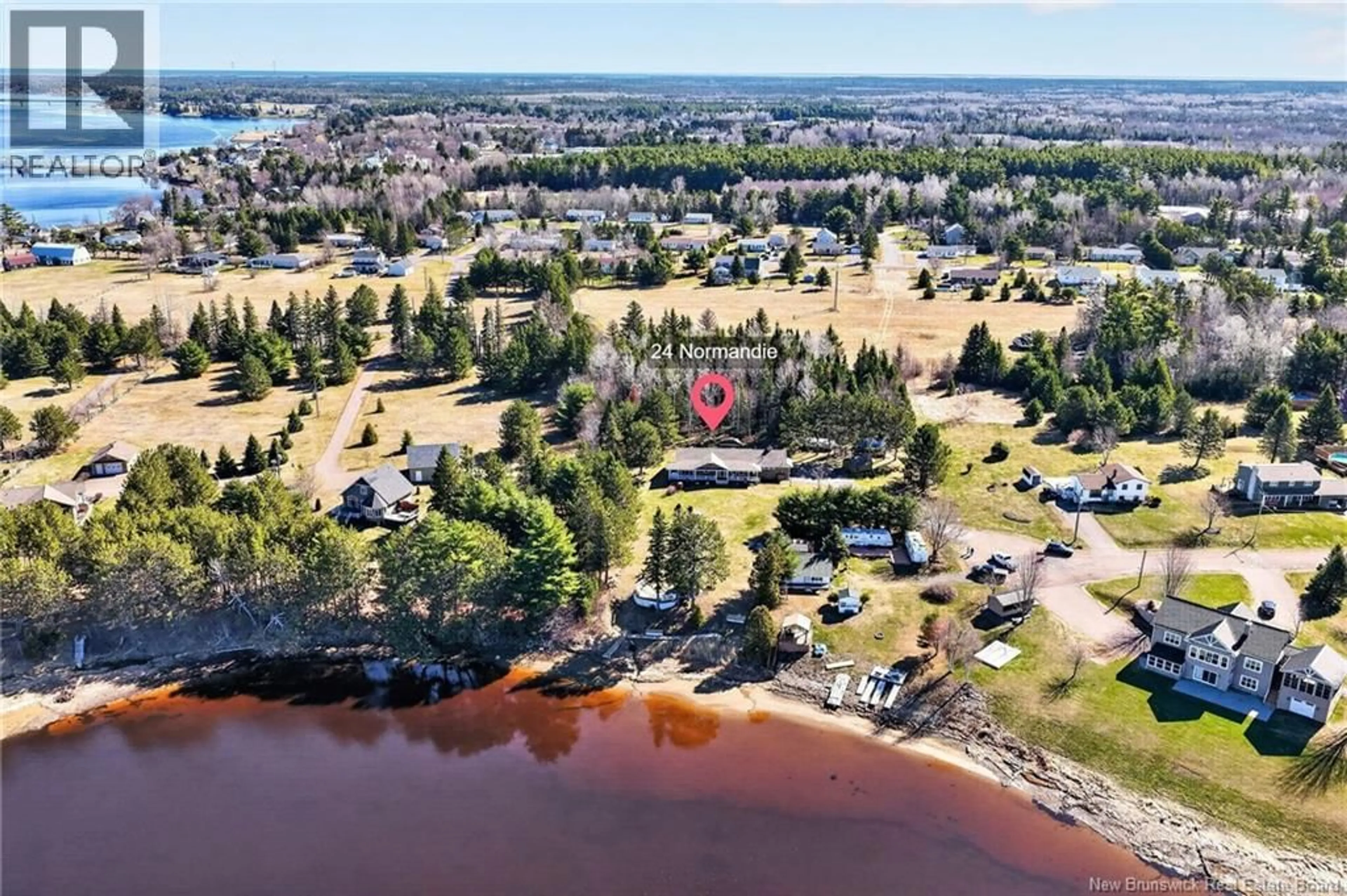 A pic from outside/outdoor area/front of a property/back of a property/a pic from drone, water/lake/river/ocean view for 24 NORMANDIE COURT, Rexton New Brunswick E4W2C2